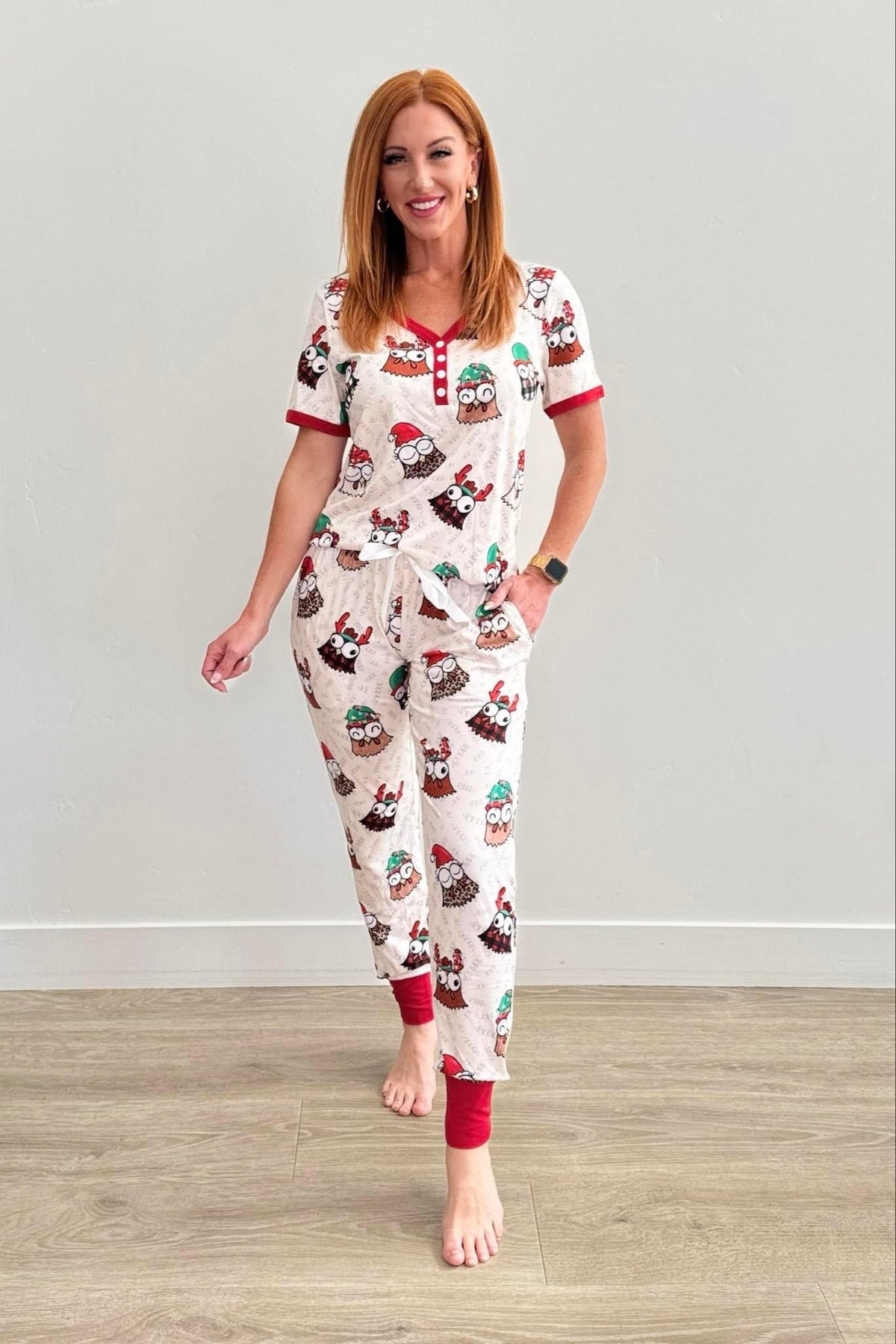 Holiday Shirely & Stone Jogger Pants and Short Sleeve Pajama Set *Final Sale*