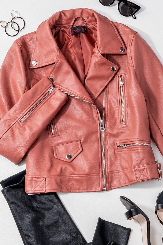 mauve faux leather jacket
