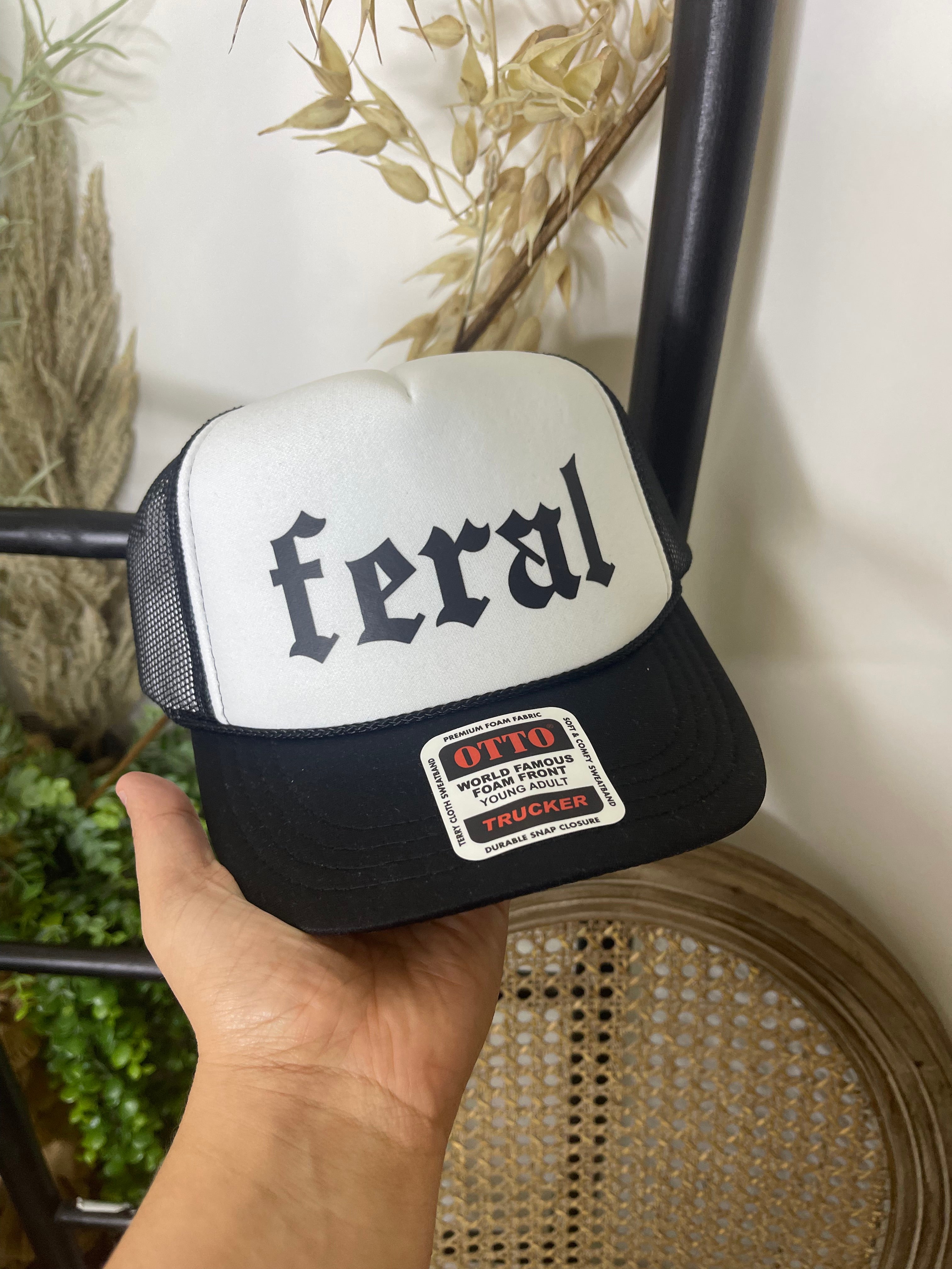 Feral Black and White Trucker Hat