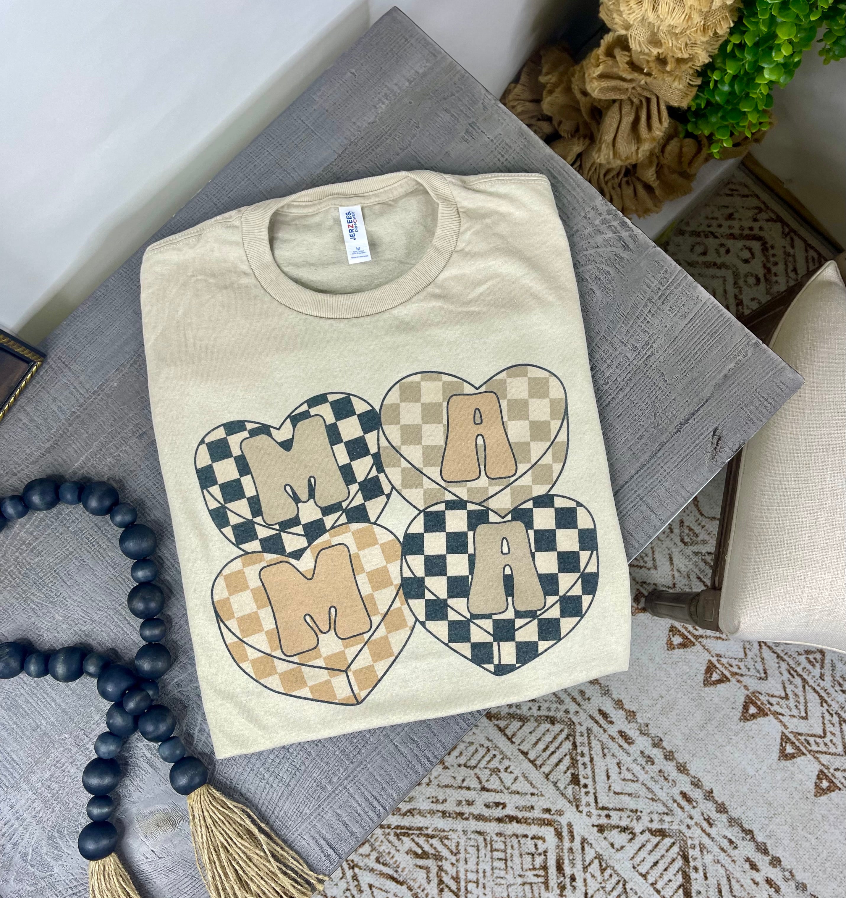 Checkered Heart Mama (Tee)