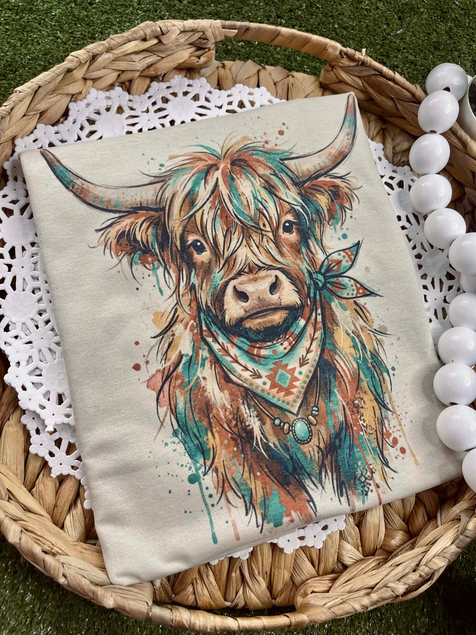 Rust and Turquoise Highland (Tee)