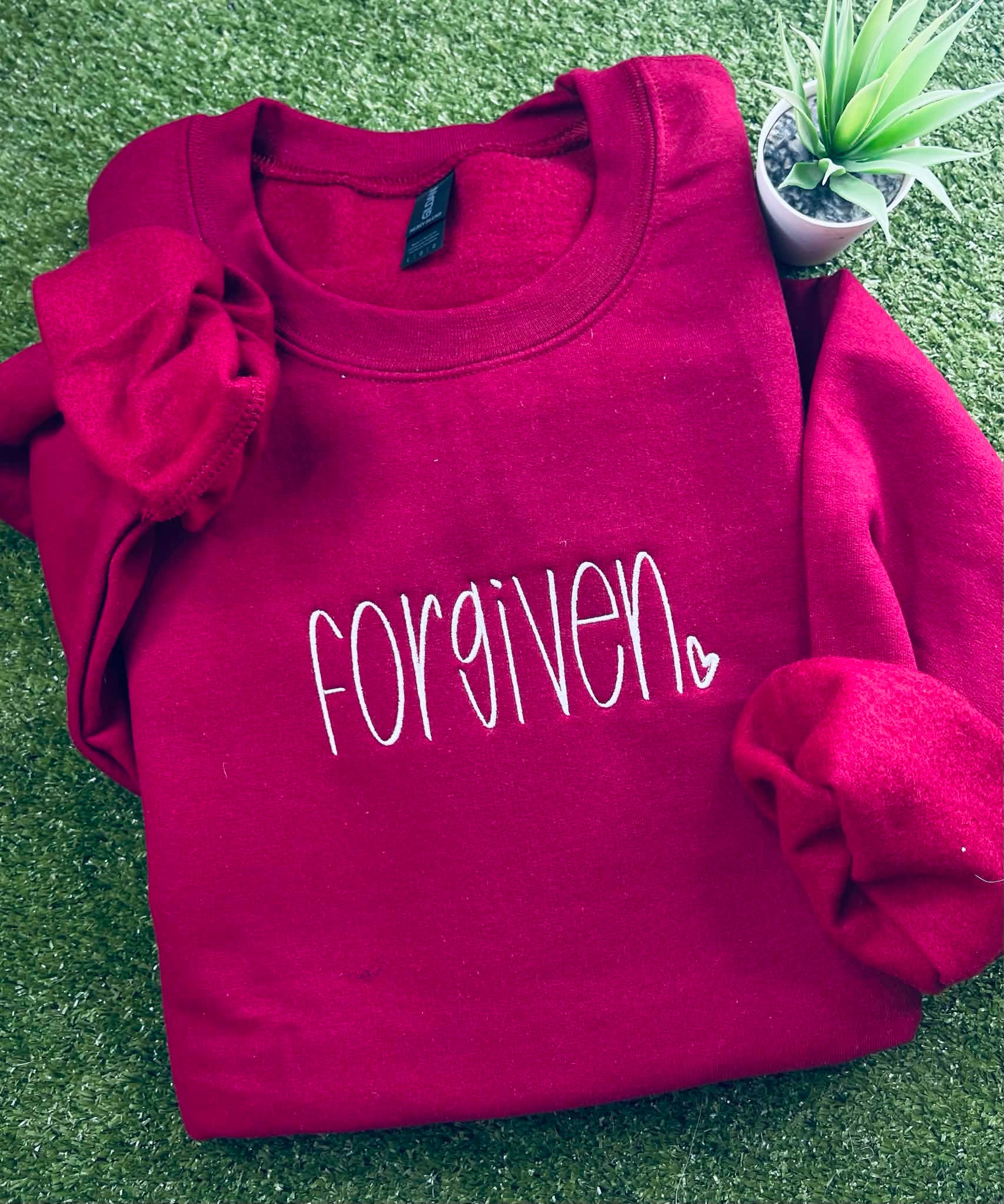 Forgiven Embroidery Sweatshirt (white stitching)