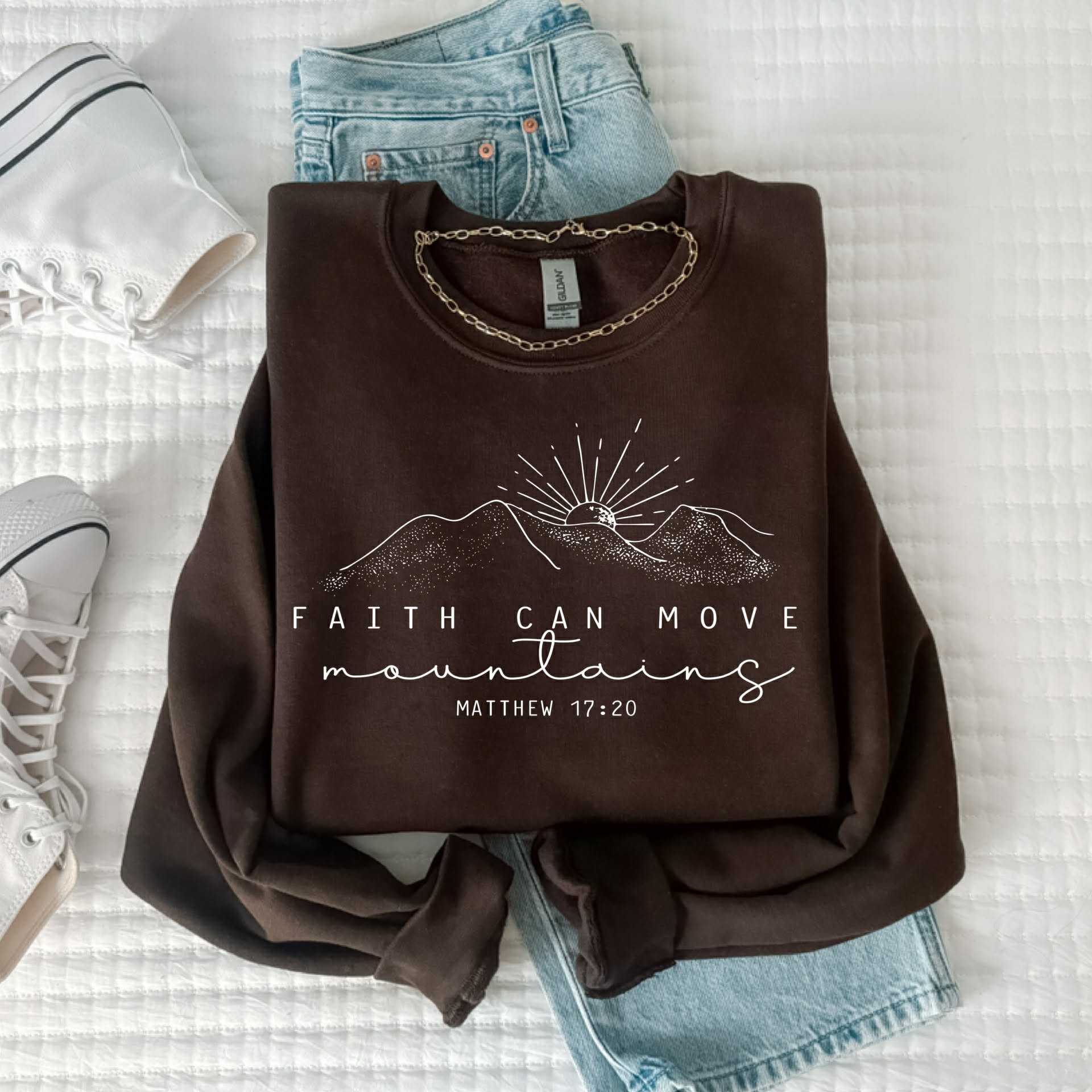 Faith Can Move Mountains (DTF Sweatshirt Chocolate)