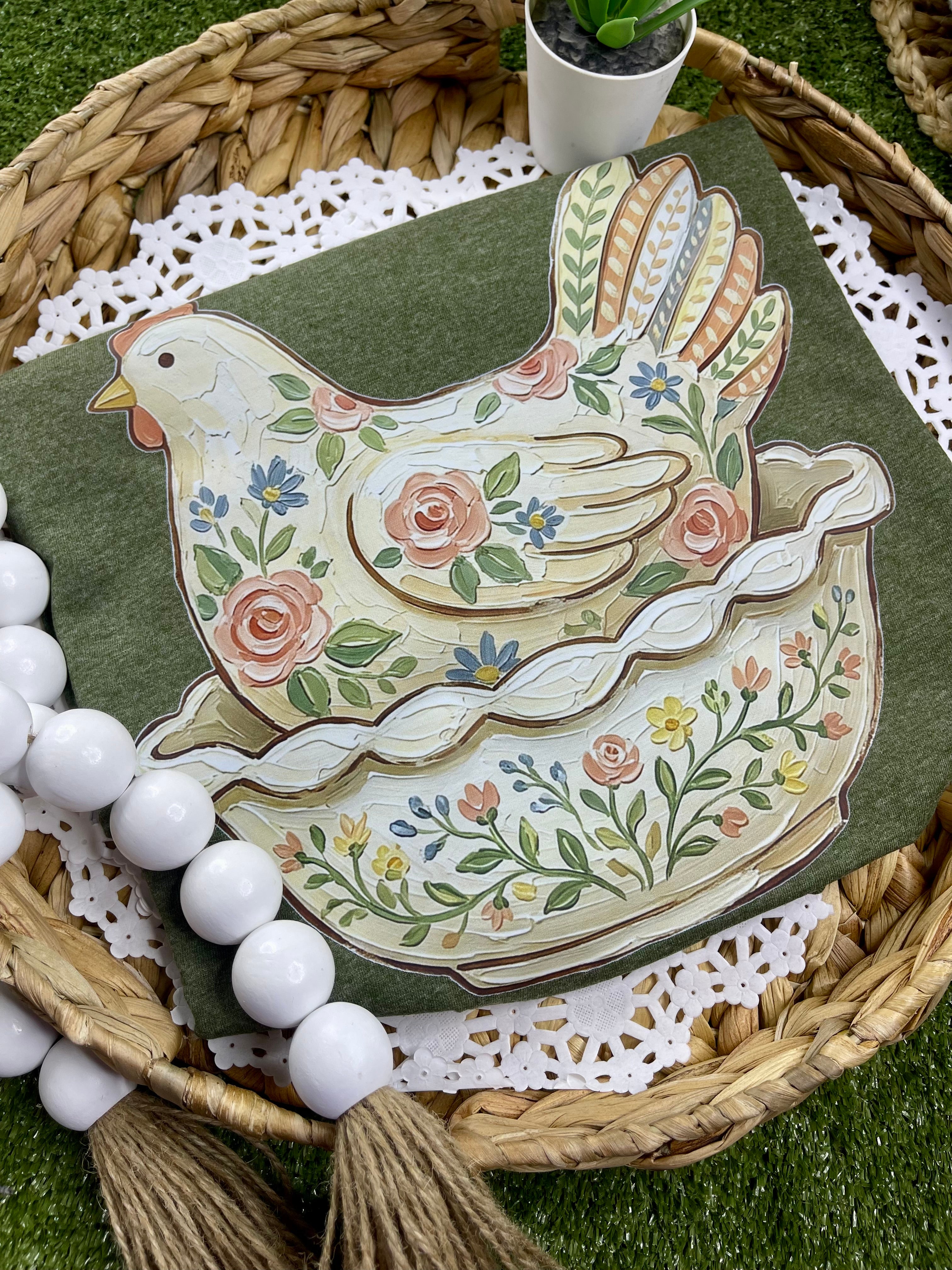 Vintage Floral Hen