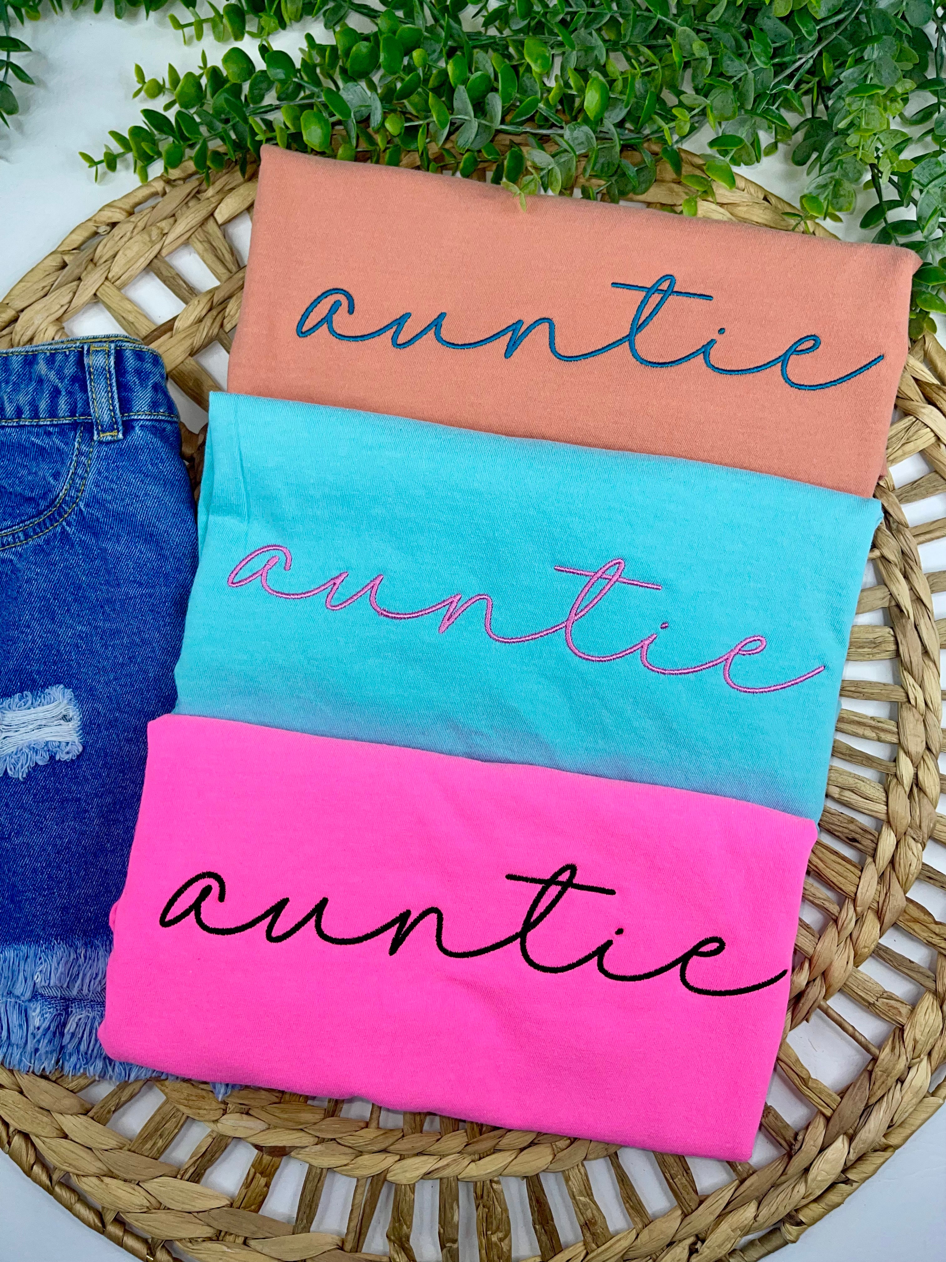 Auntie (3 Color Choices) Embroidery — another view