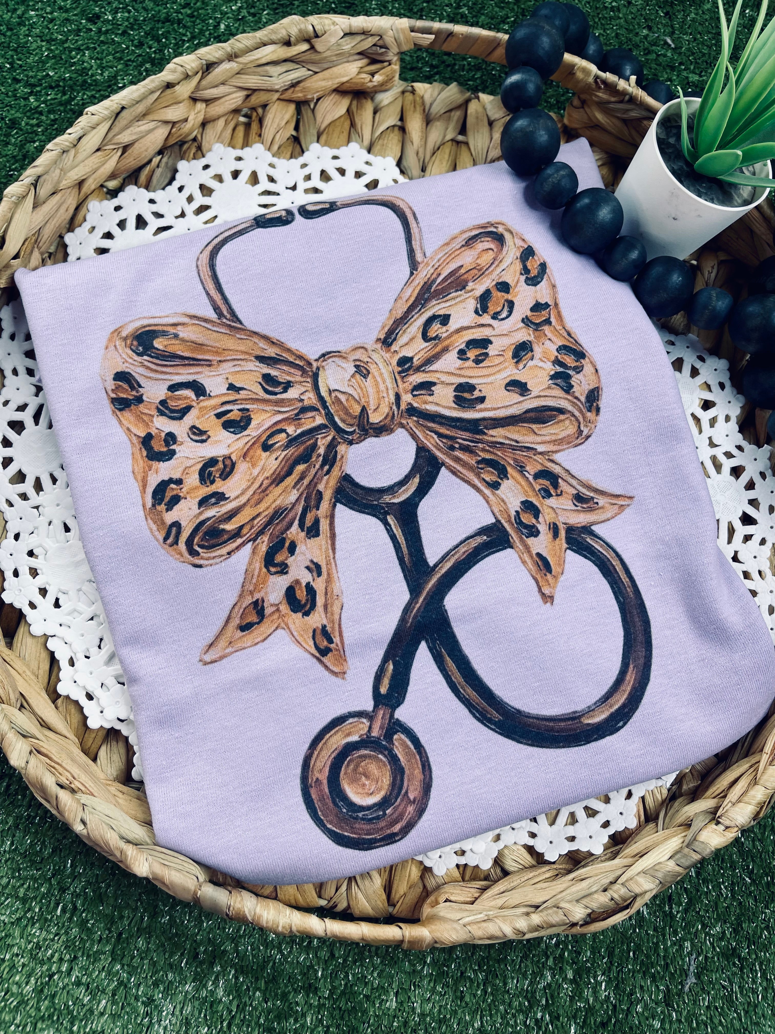 Leopard Bow Stethoscope (Tee)