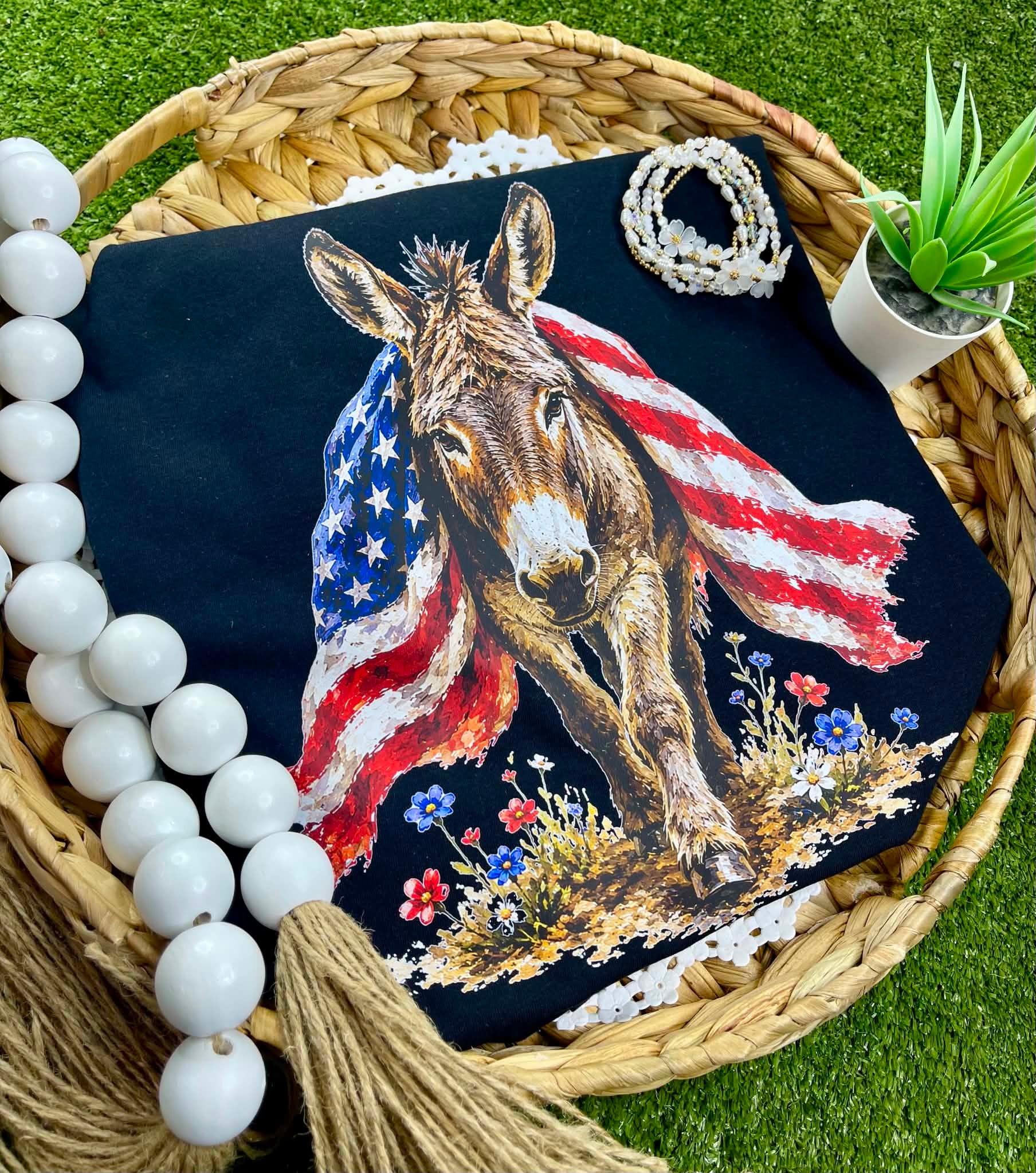 Donkey with Flag