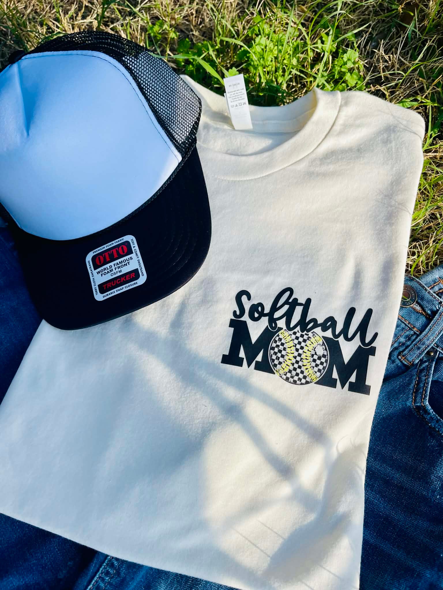 Checkered Softball Mom