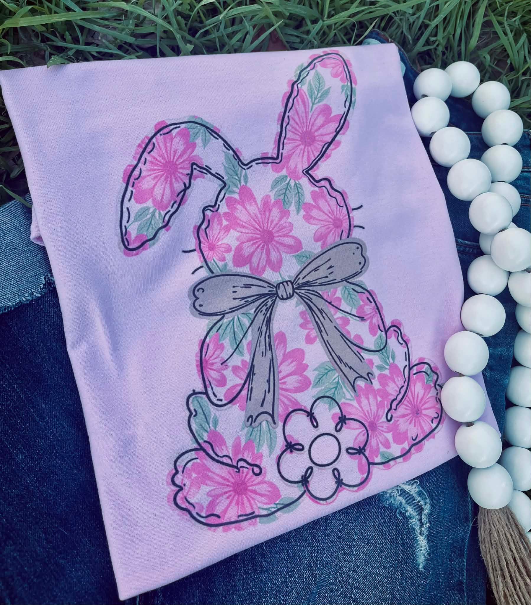 Pink Floral Bunny (Tee)