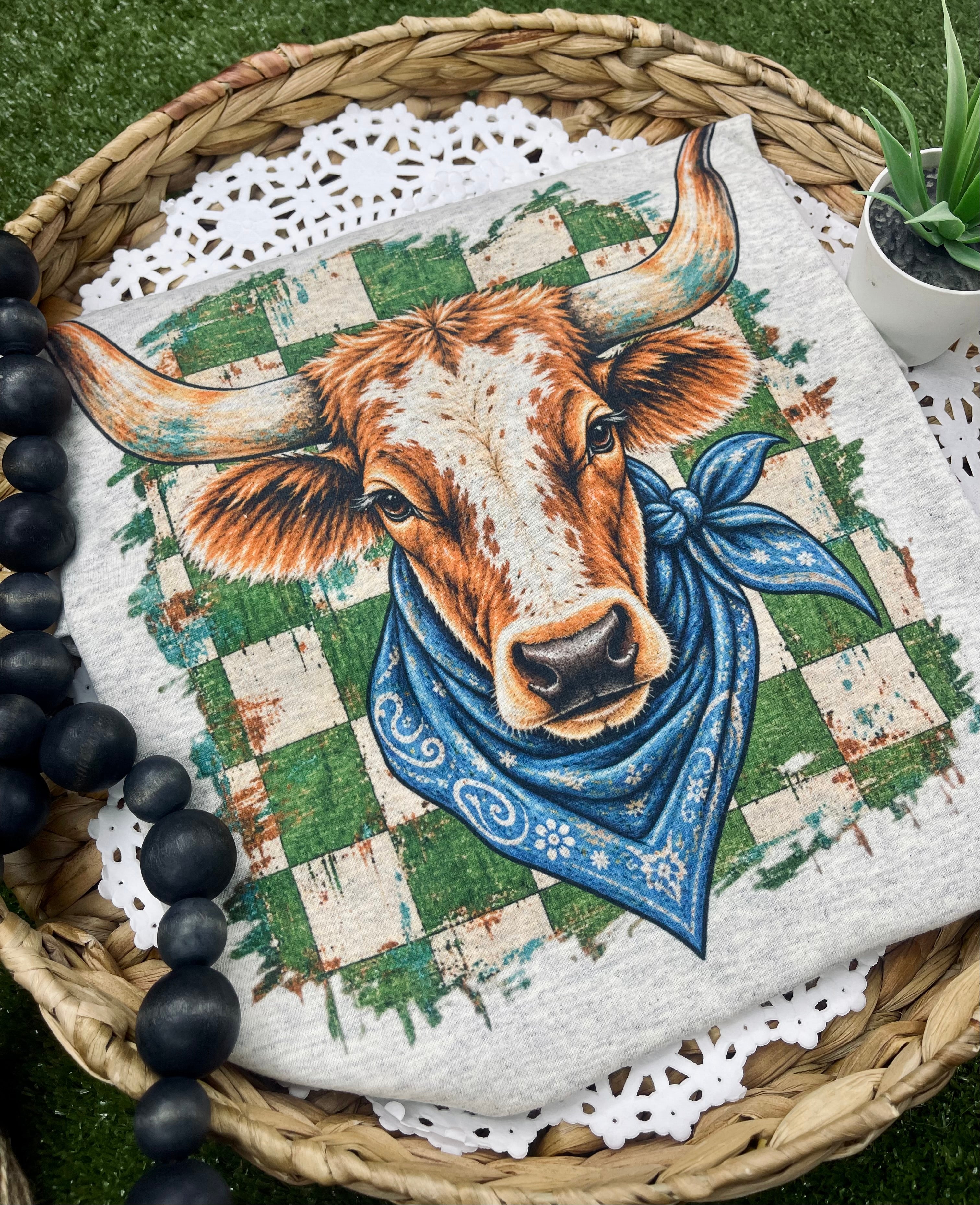 Green Checkered Bull (Sublimation T-Shirt)