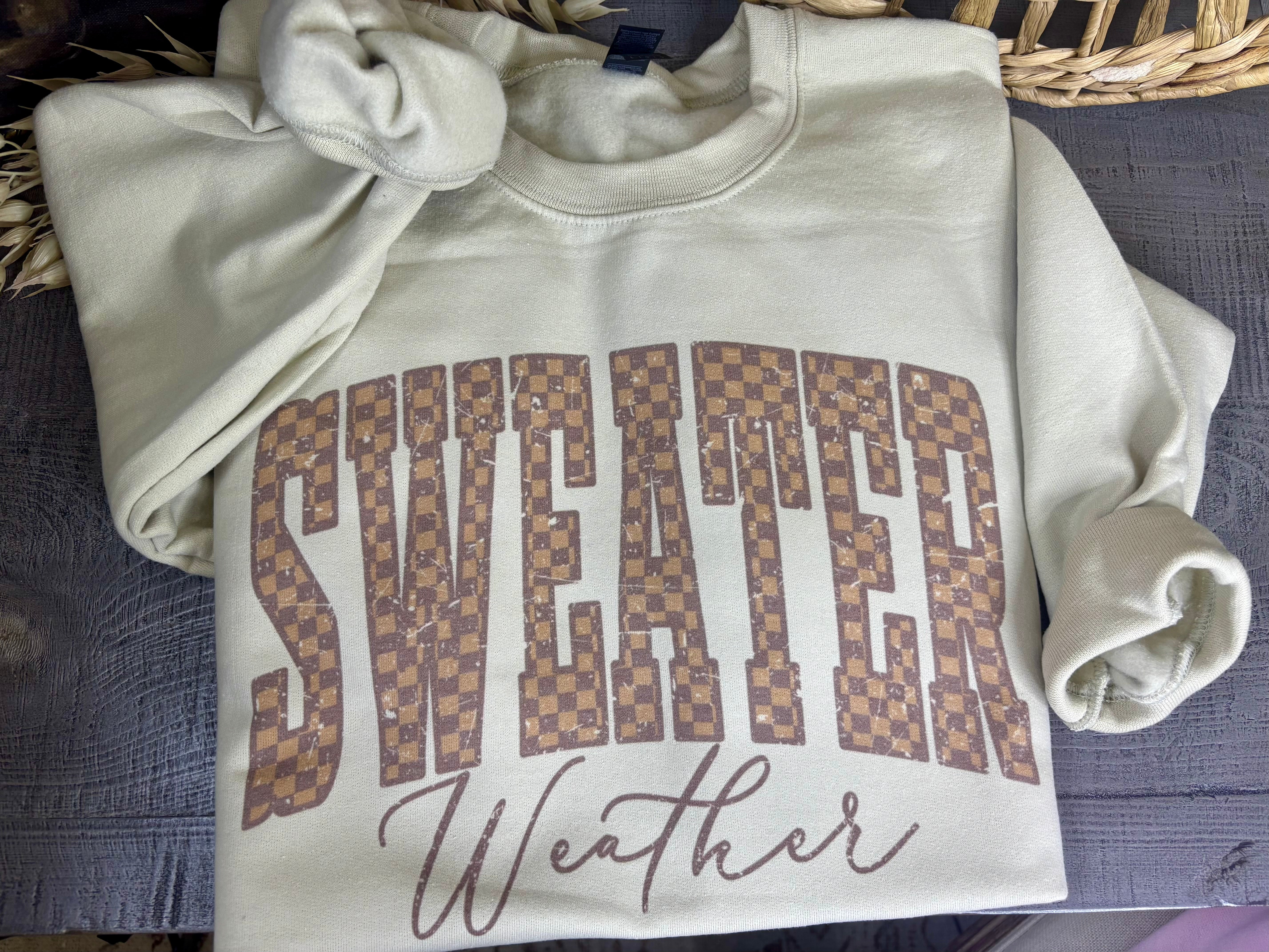 Brown Checkered Sweater Weather (Sweatshirt)