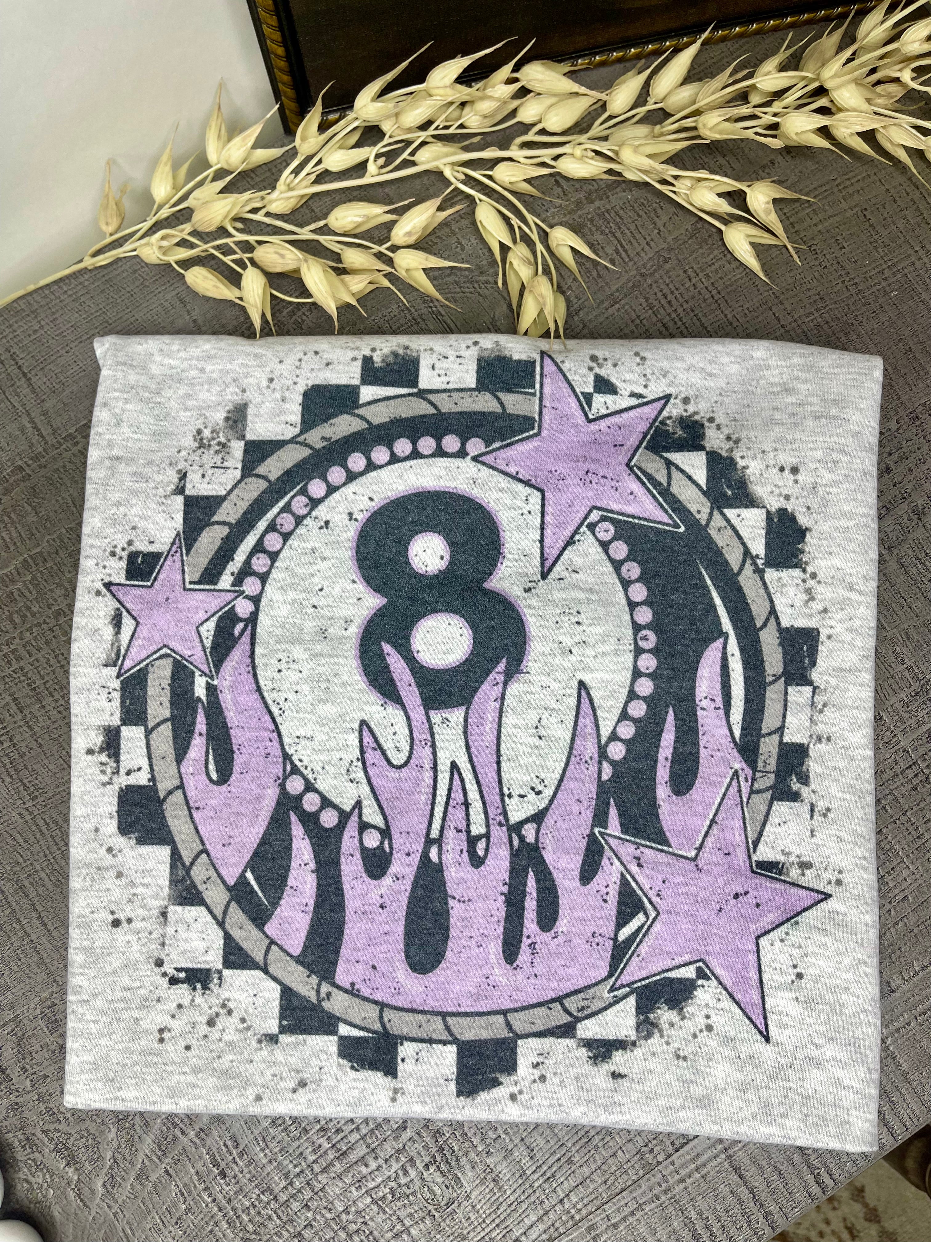 8 Ball Purple Flames (Tee)