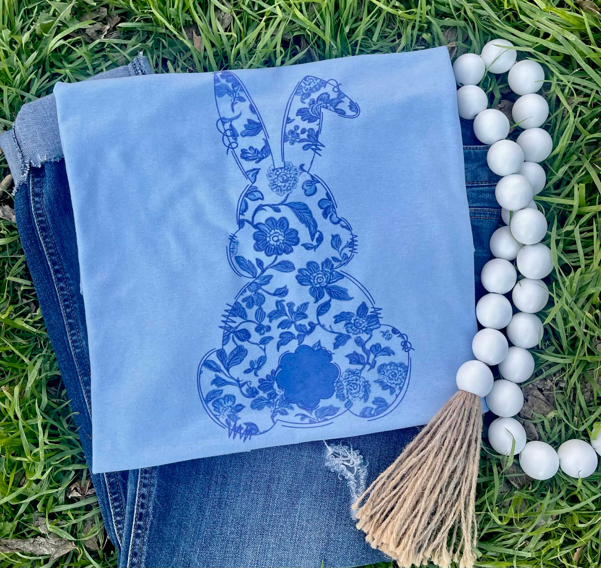 Navy Floral Bunny (Tee)