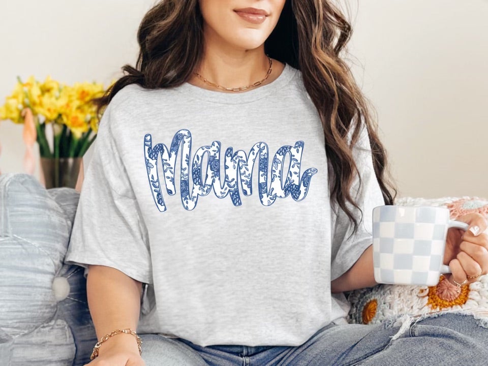Navy Floral Mama (Tee)