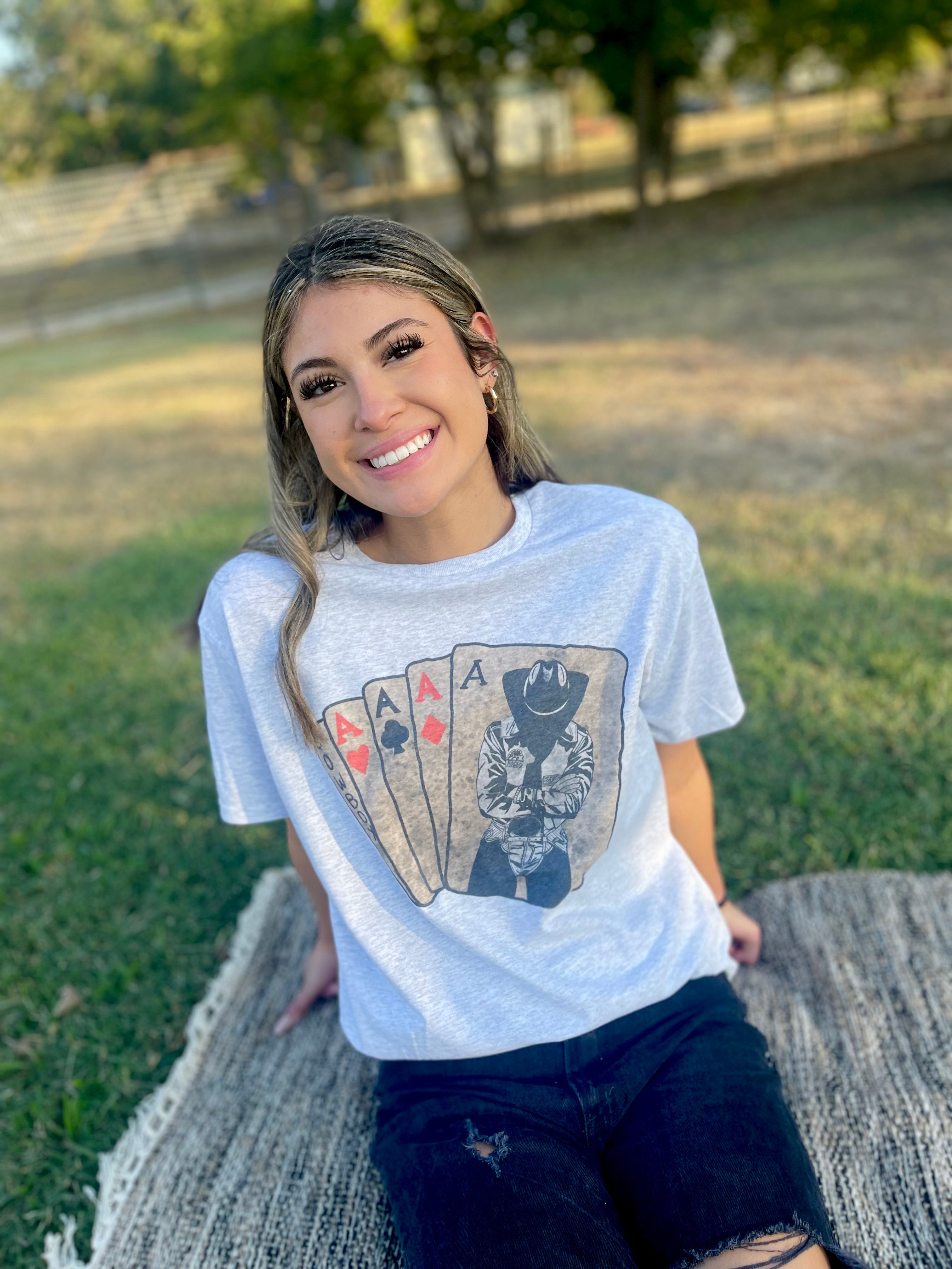 Cowboy on a Hand of Aces (Tee) — another view