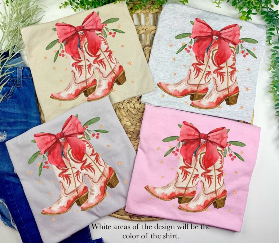 Festive Boots and Bow (Tee) — another view