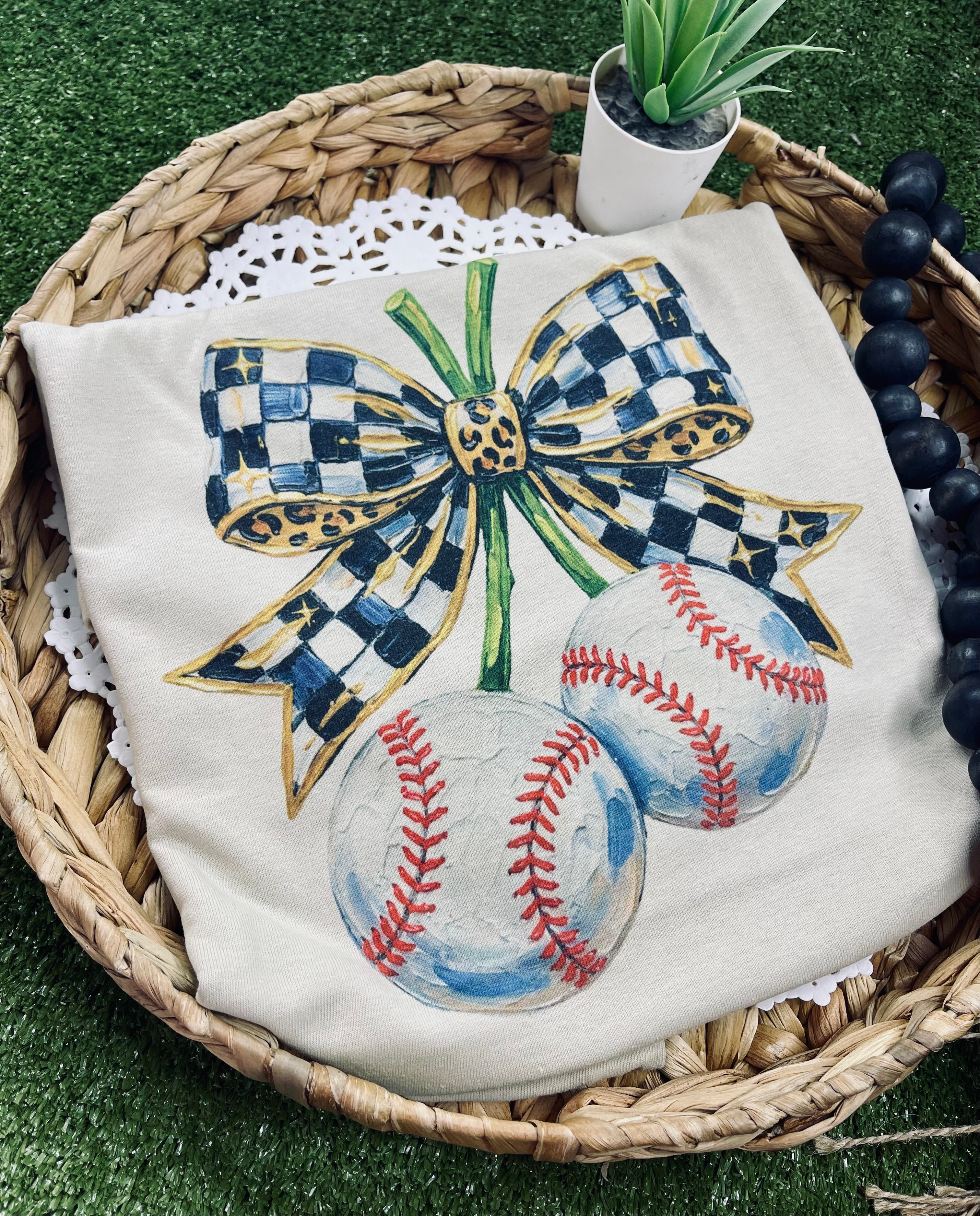 Checkered Bow Baseball (Tee)