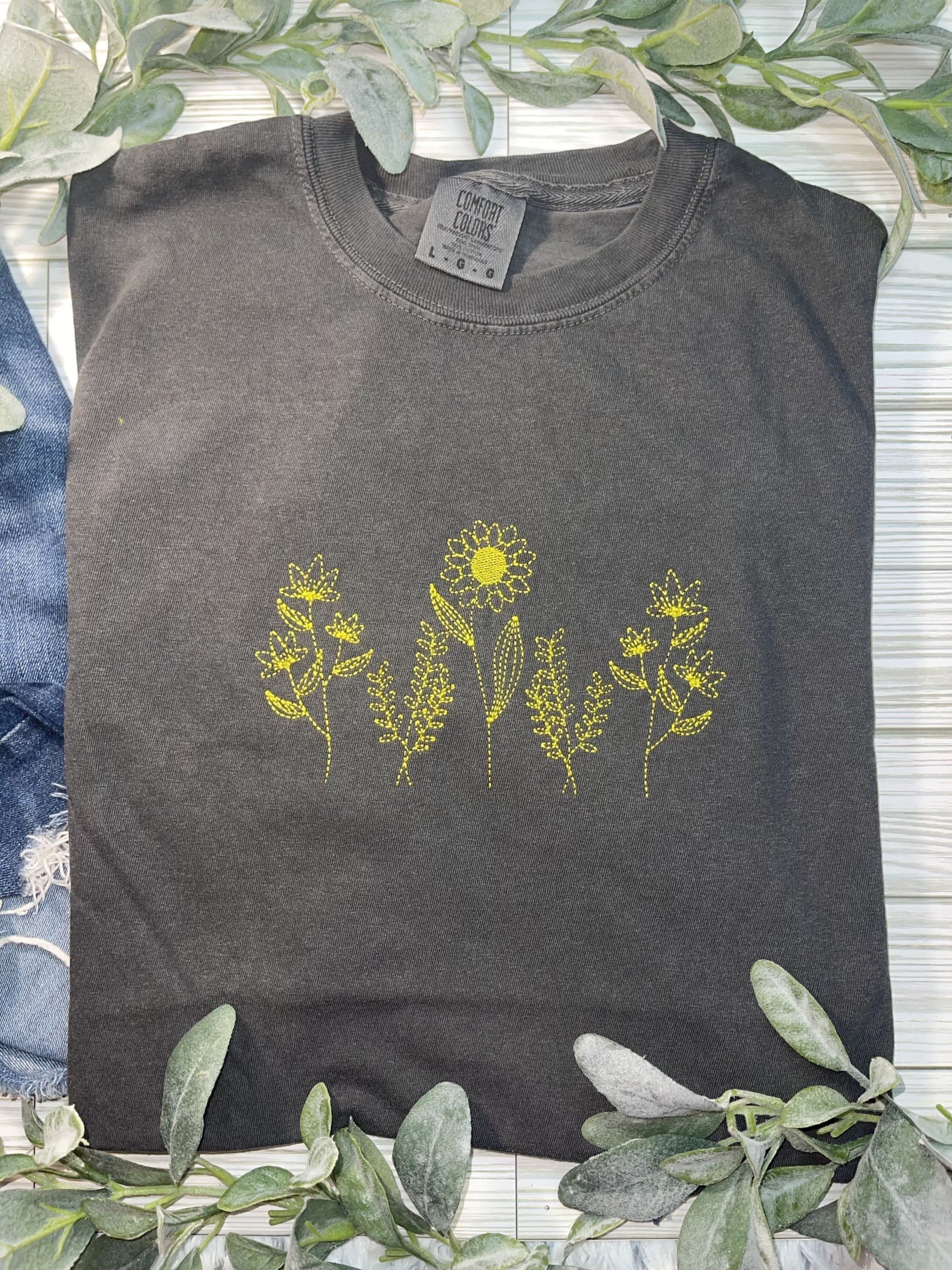 Yellow Flowers (Embroidered T-Shirt)