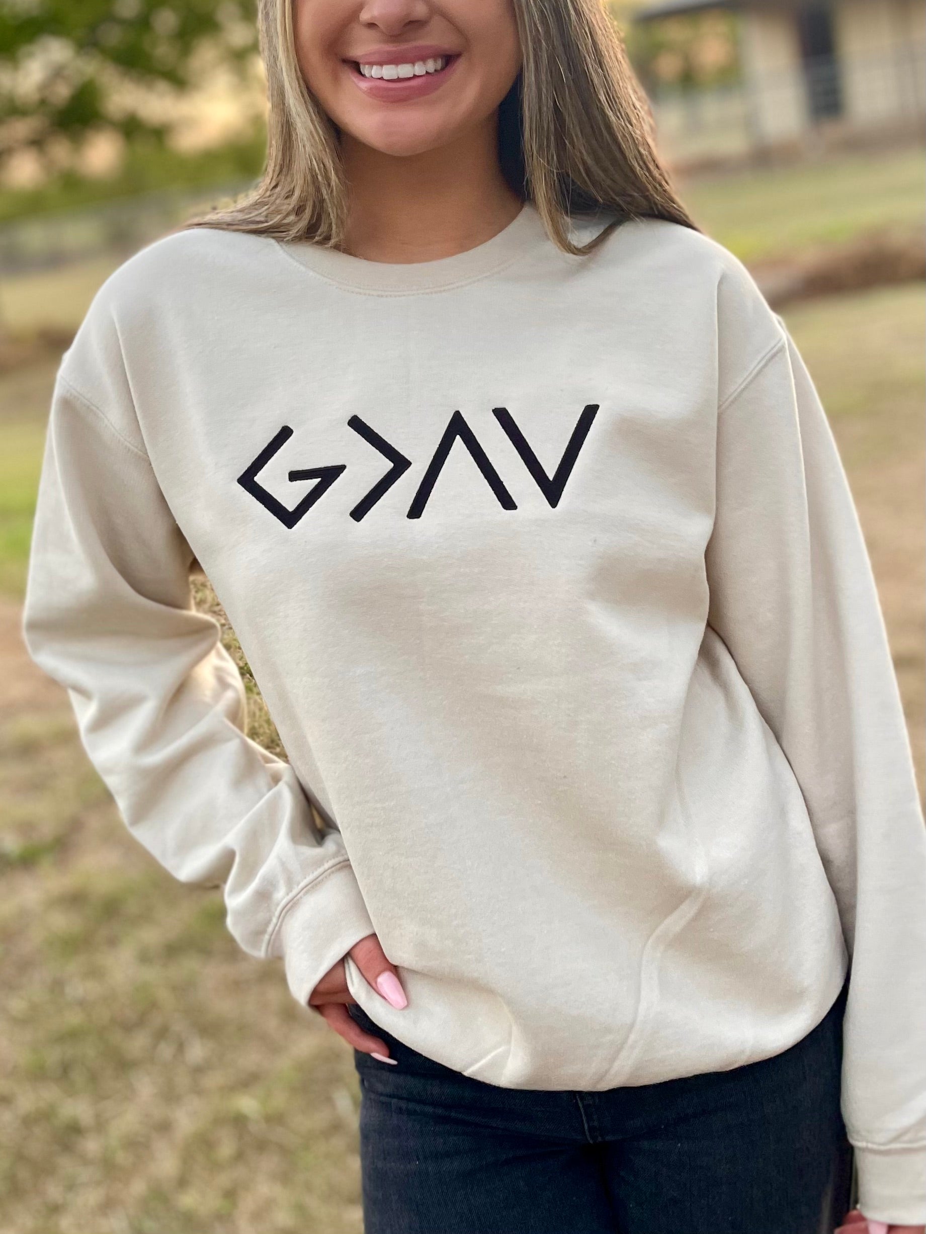 God is Greater Than The Highs & Lows (Embroidered Sweatshirt)