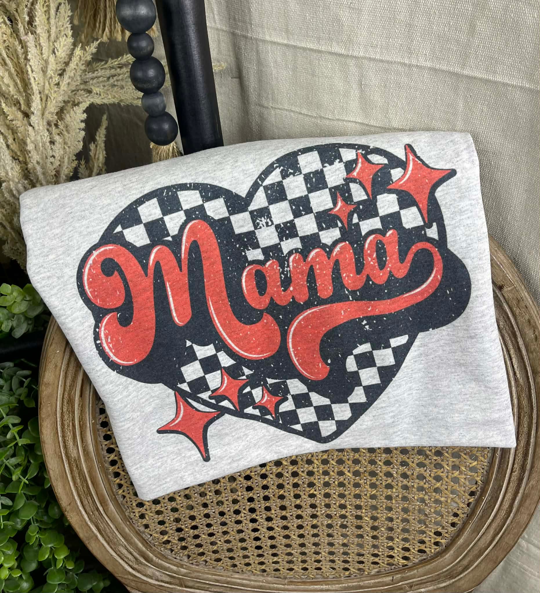 Checkered Heart Mama (Tee)