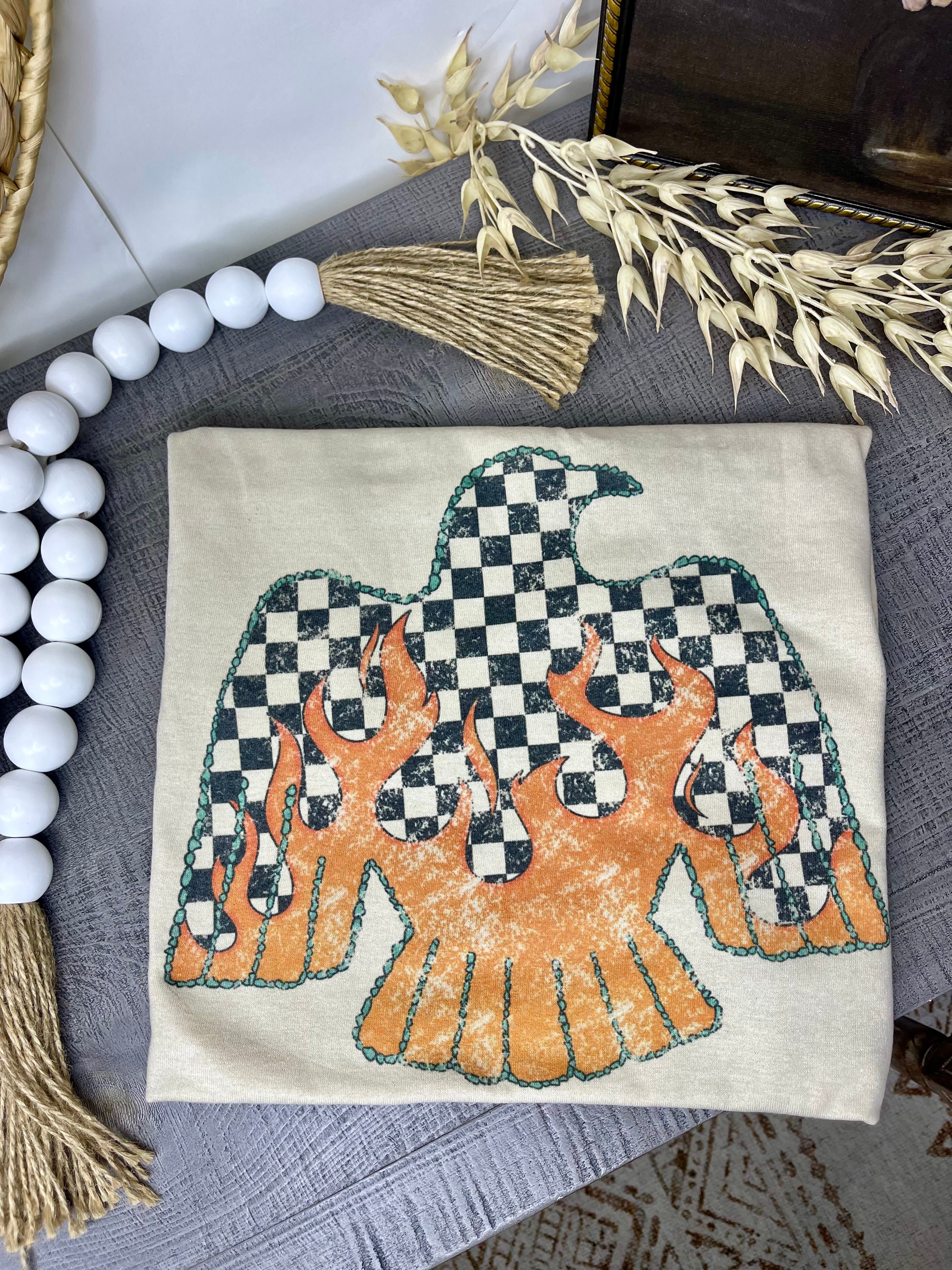 Eagle Checkered and Flames (Tee)