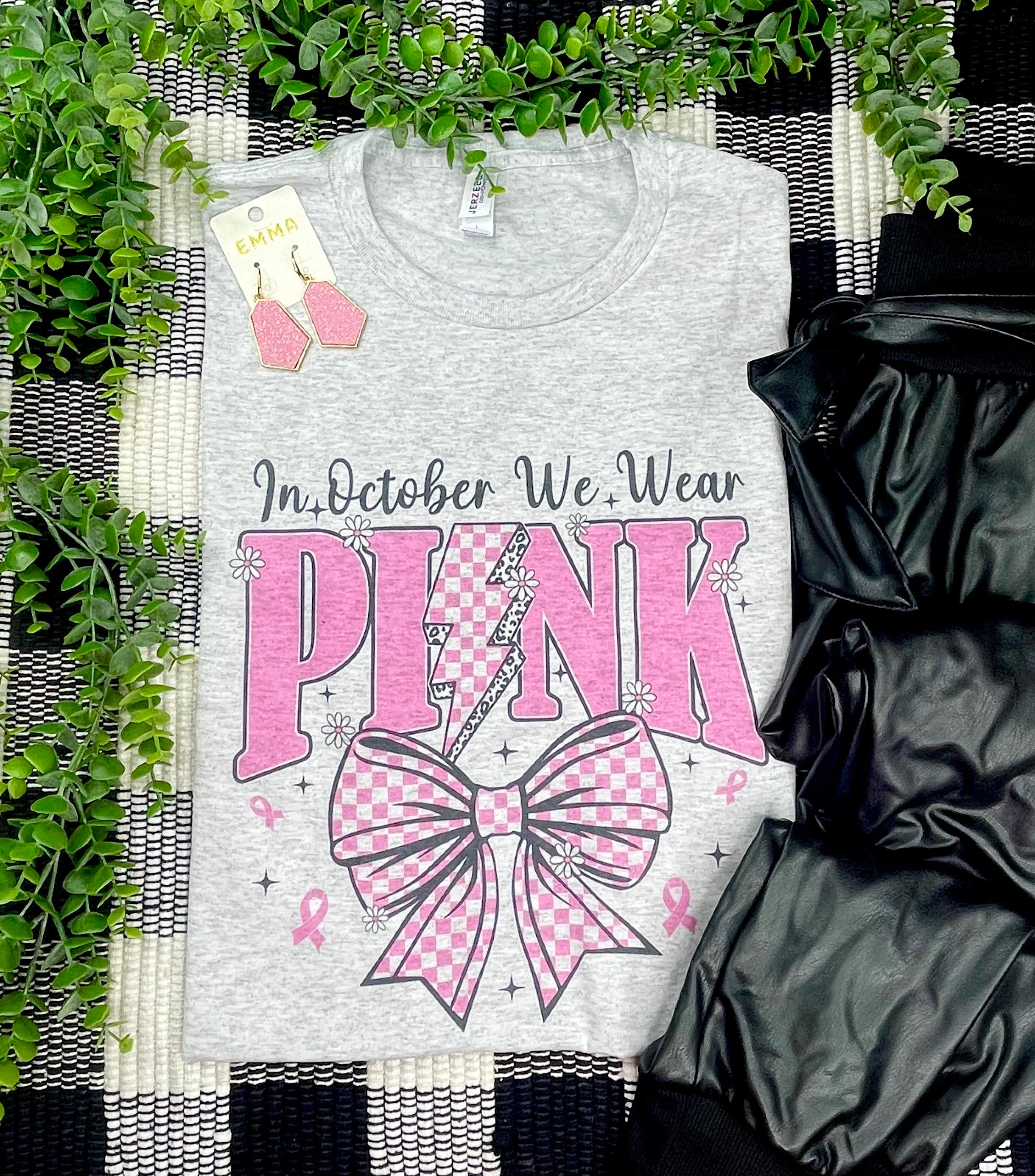 In October We Wear Pink Bow and Bolt (Tee)