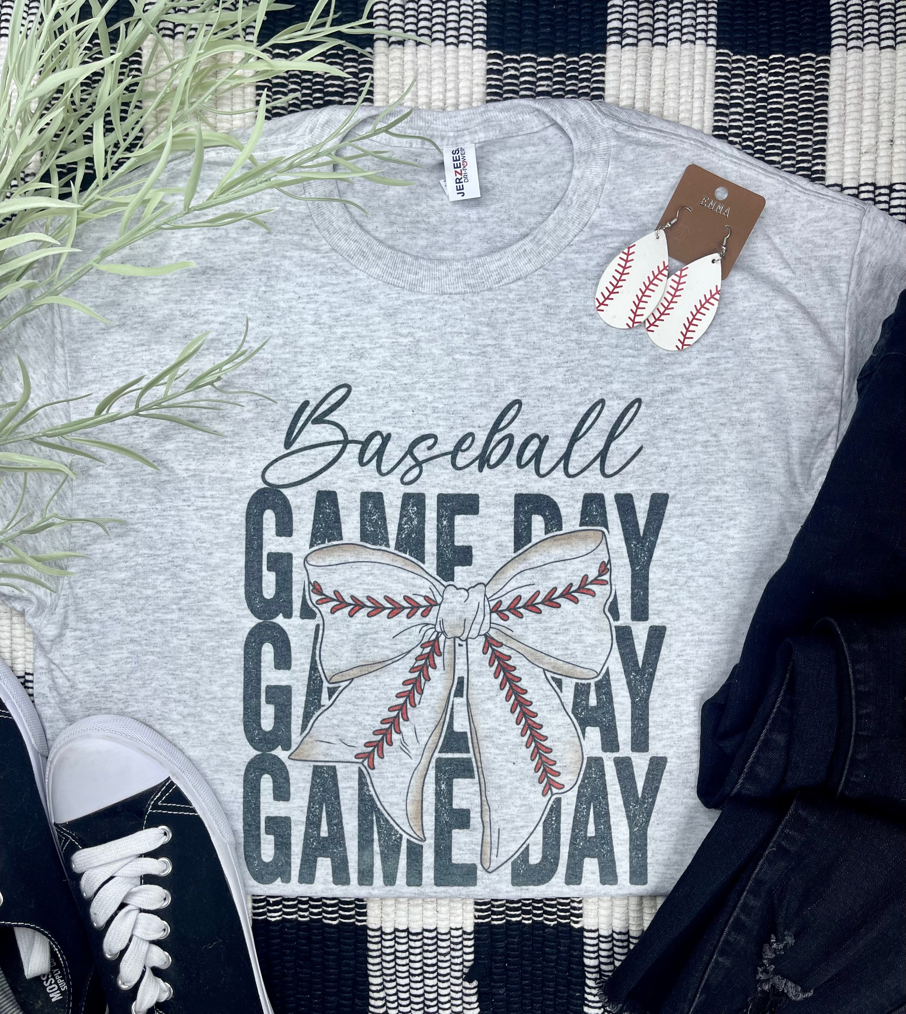 Baseball Game Day Bow (Tee)