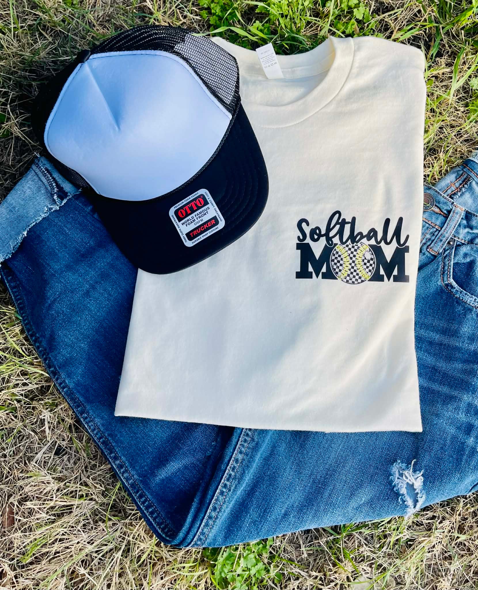 Checkered Softball Mom — another view