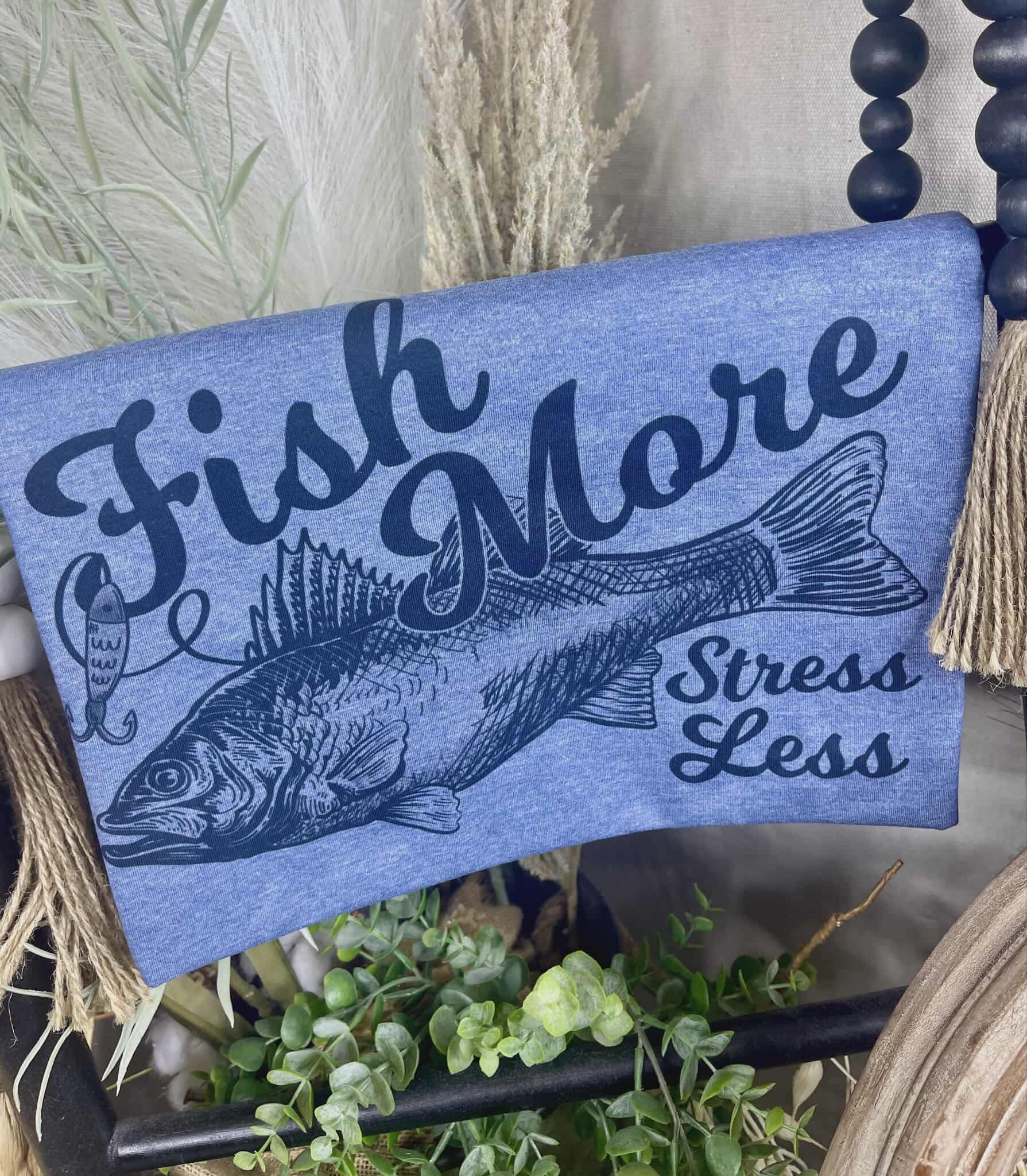 Fish More Stress Less (Softstyle Tee)