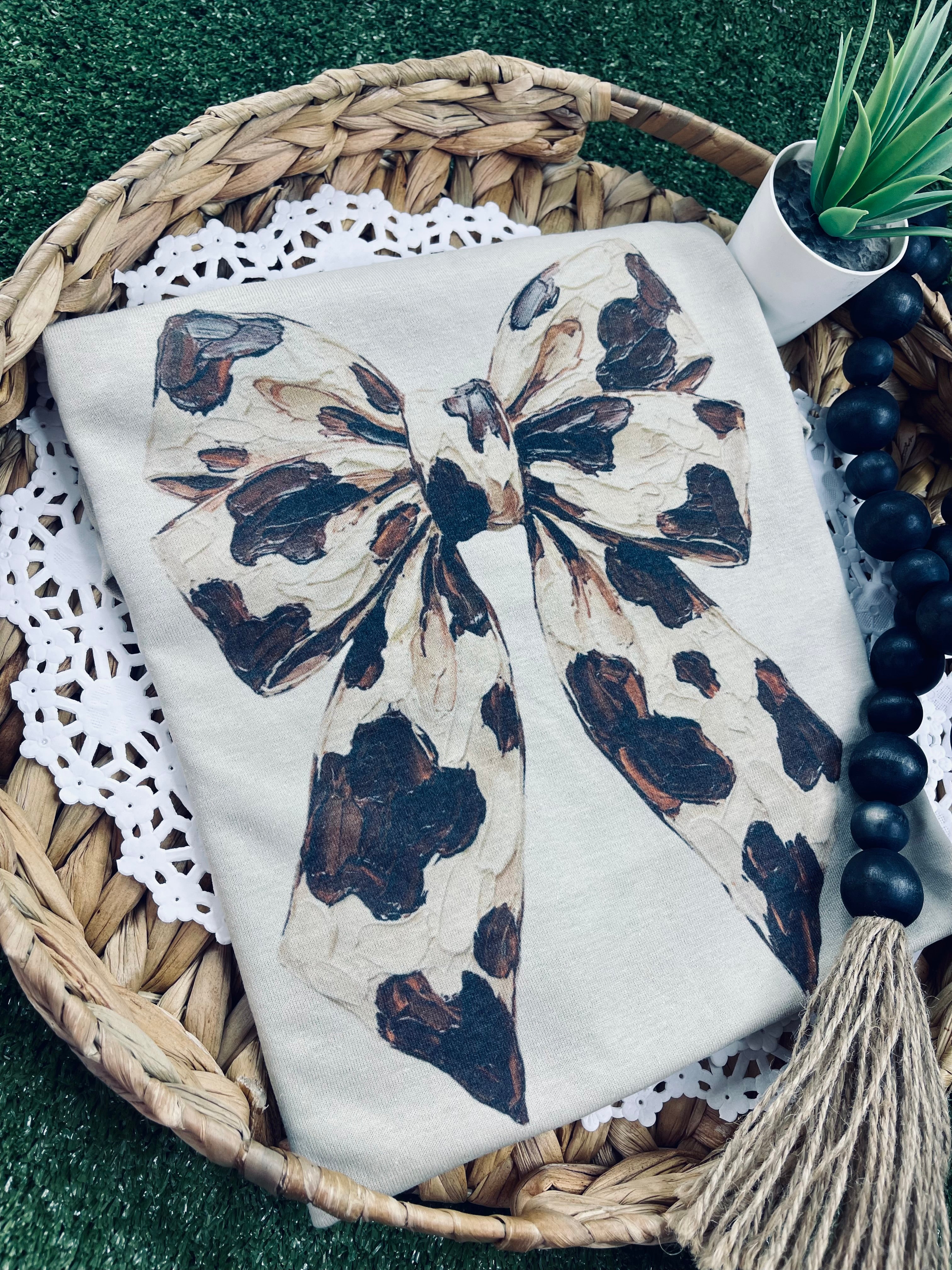 Cow Print Bow (Tee)