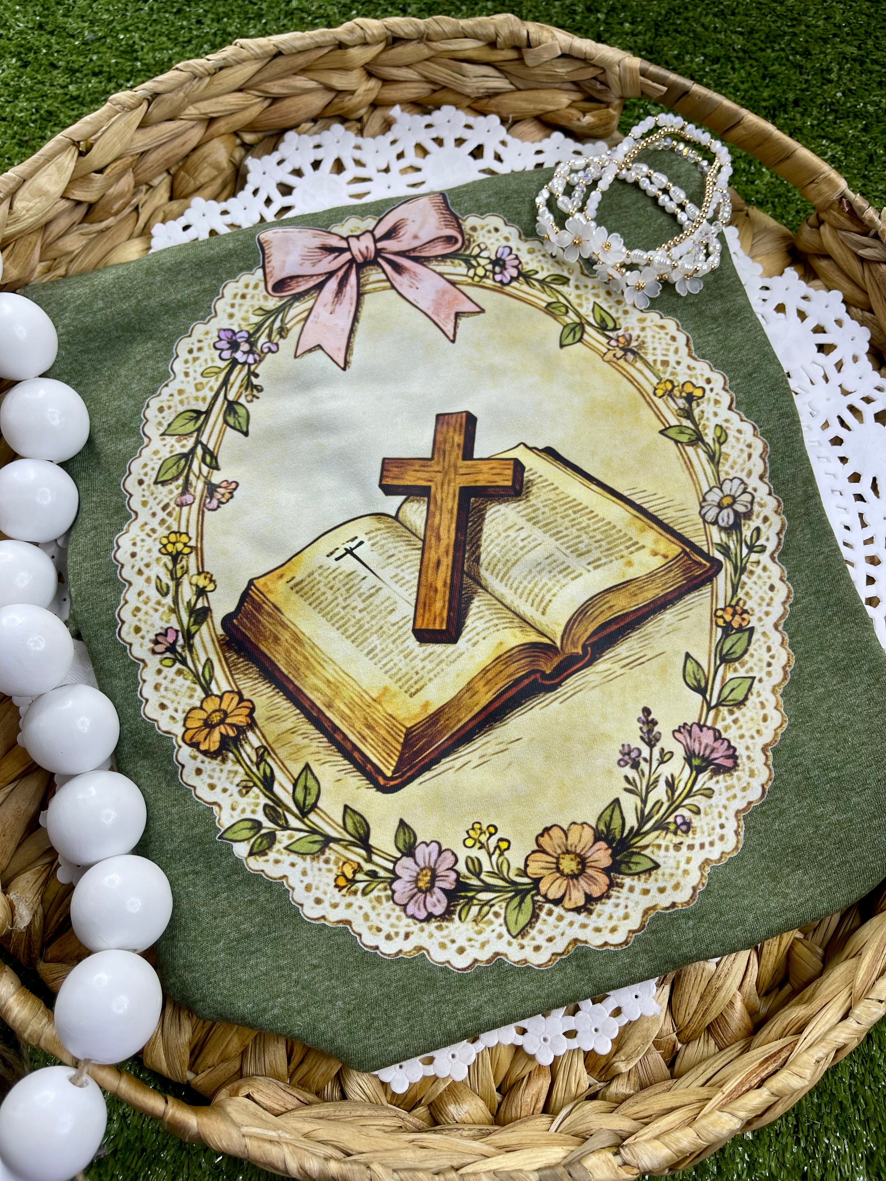 Bible and Cross Wreath