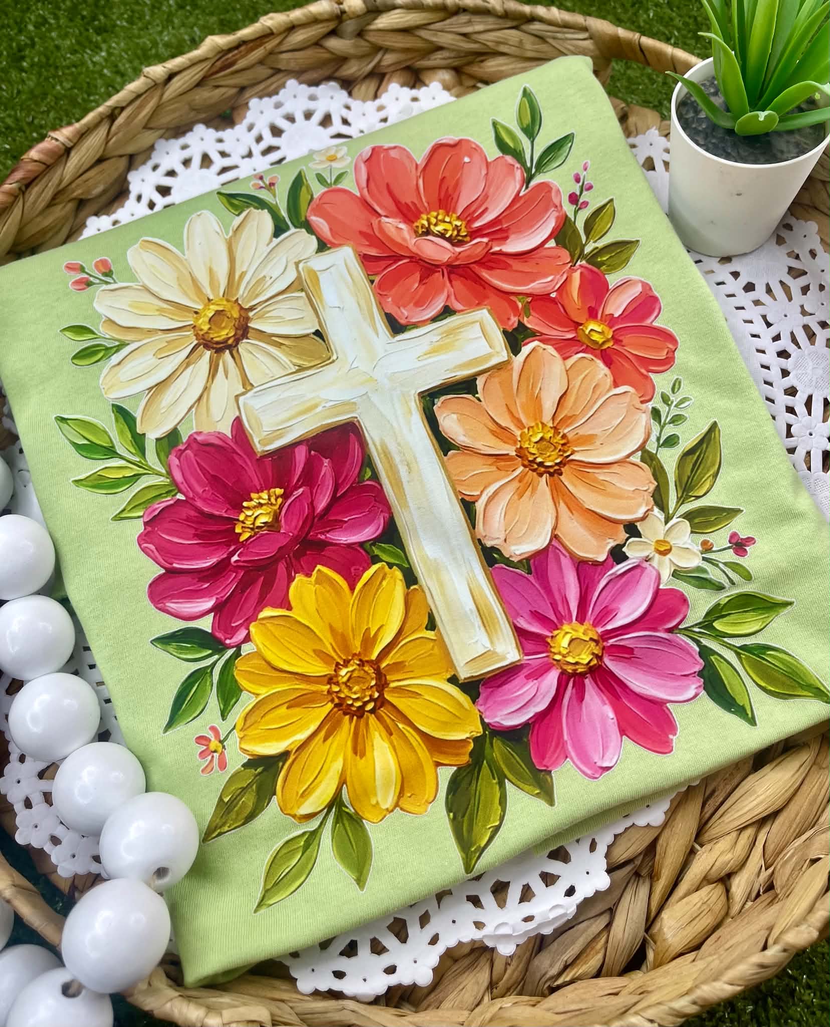 Cross and flowers