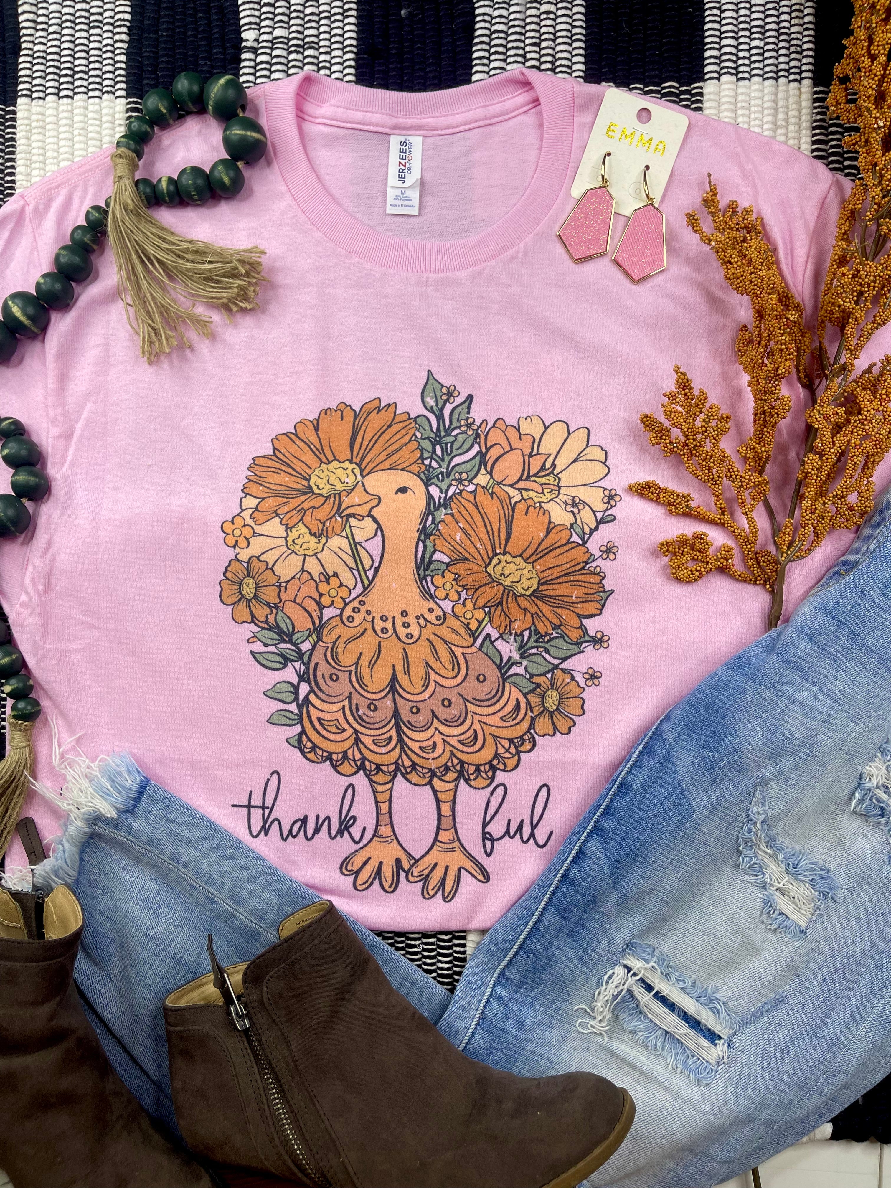 Thankful Turkey with Flowers (Tee)