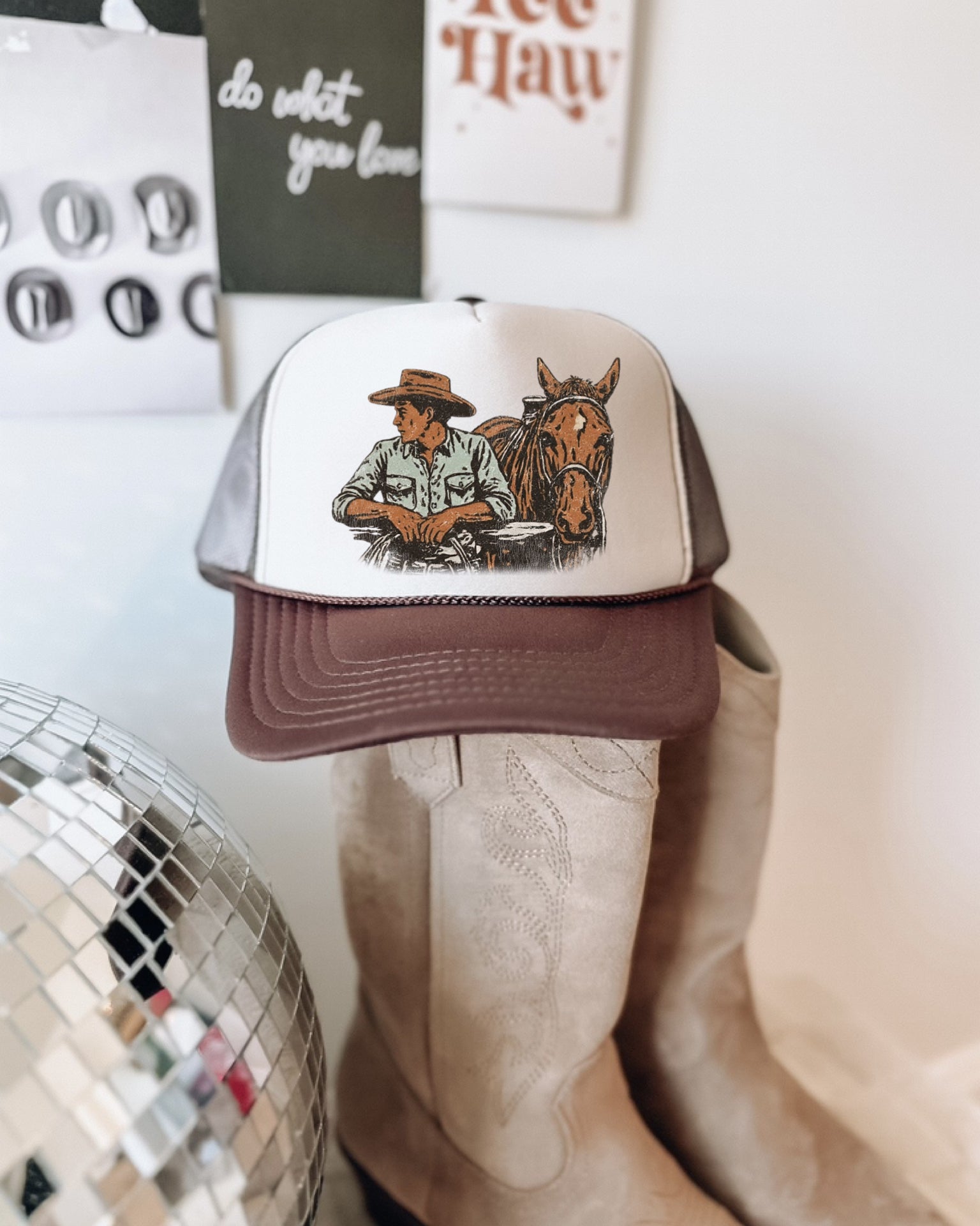Cowboy and Horse Trucker Hat