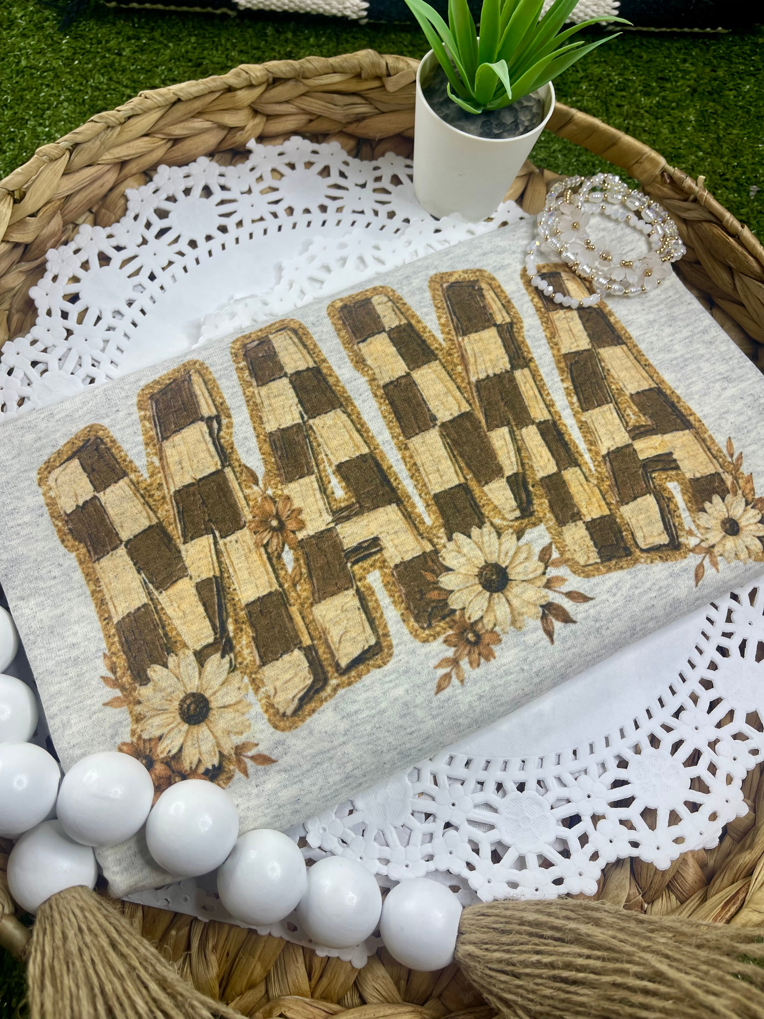 Brown Checkered Mama (T-Shirt)