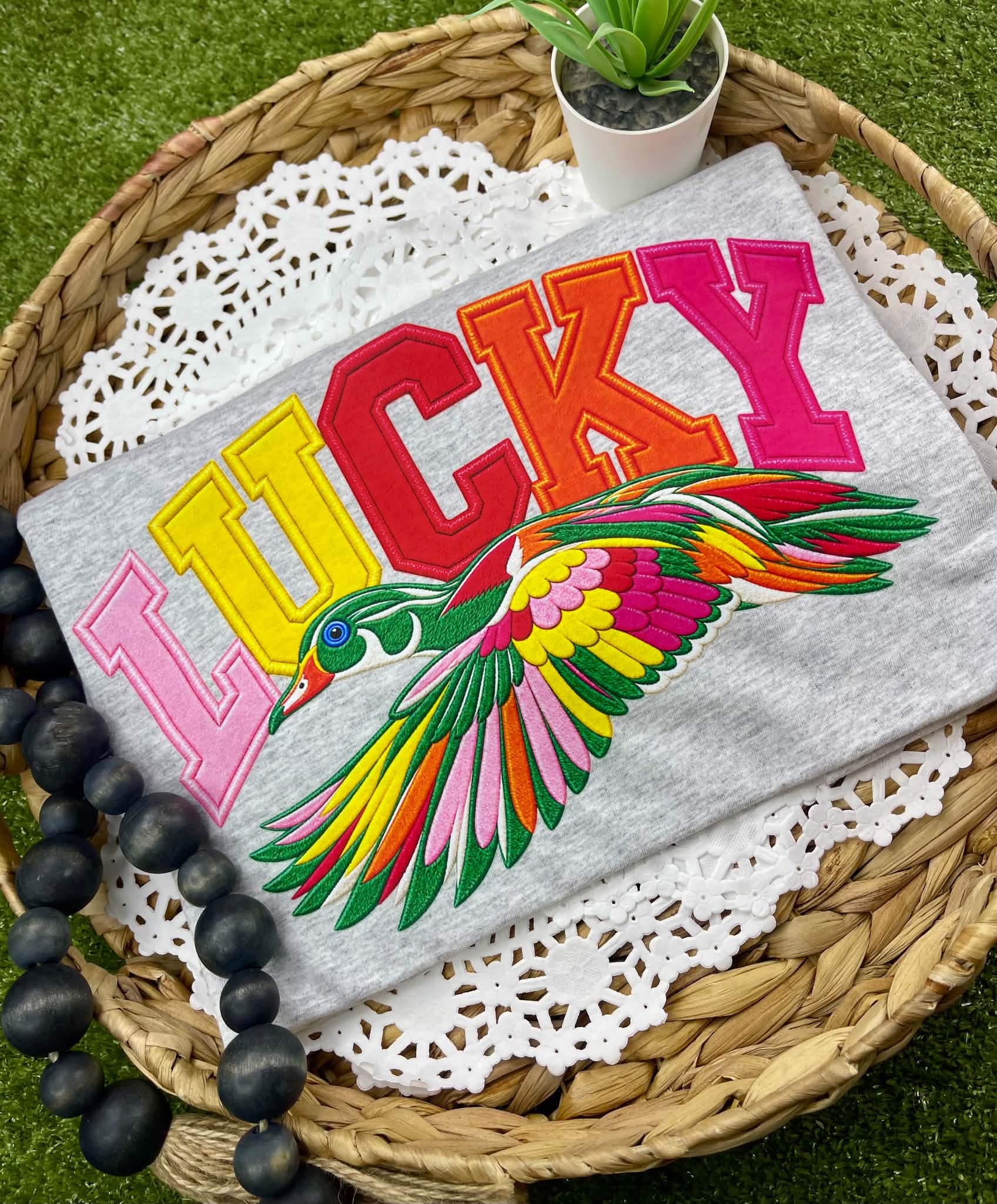 Faux Embroidery Lucky Duck