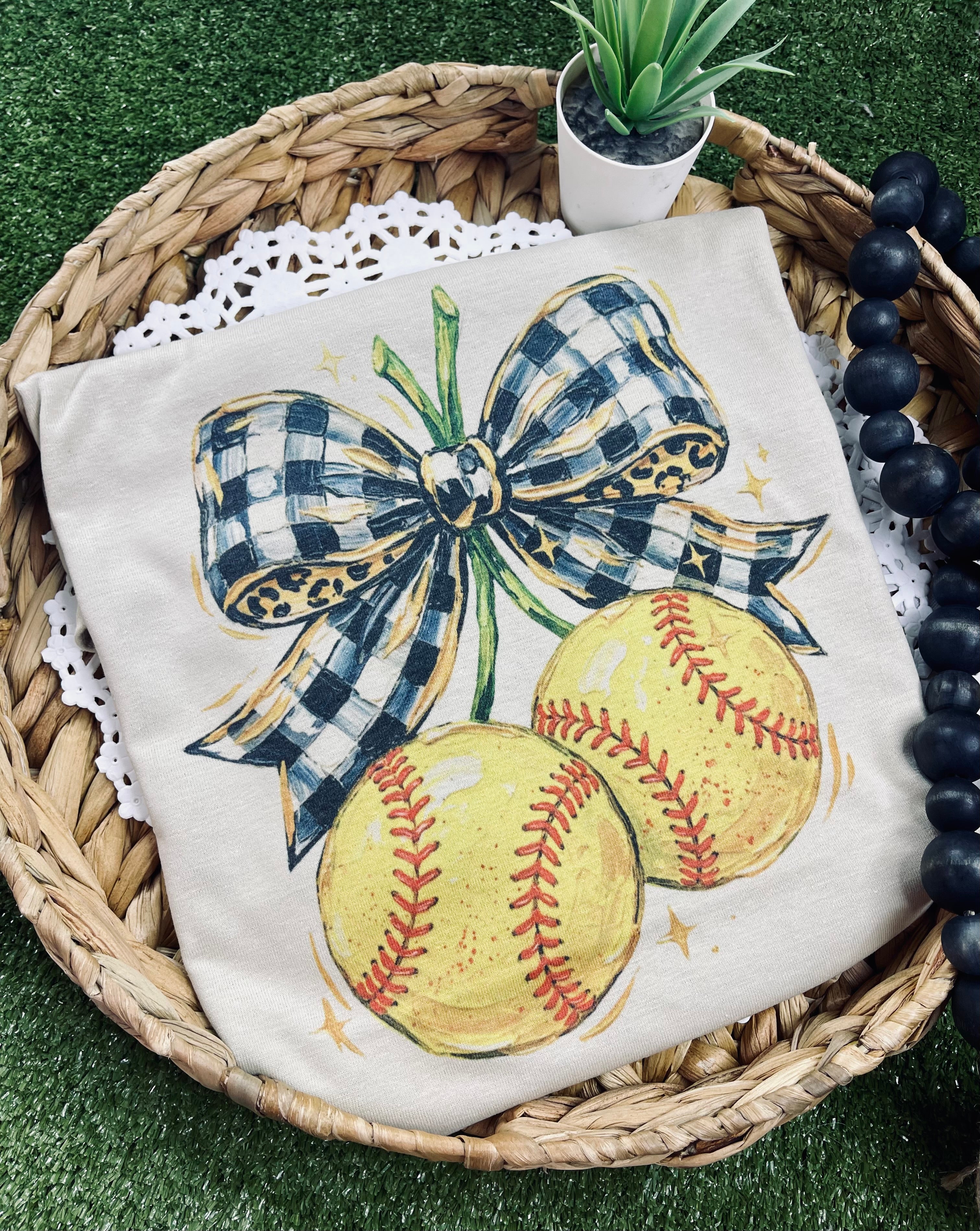 Checkered Bow Softball (Tee)