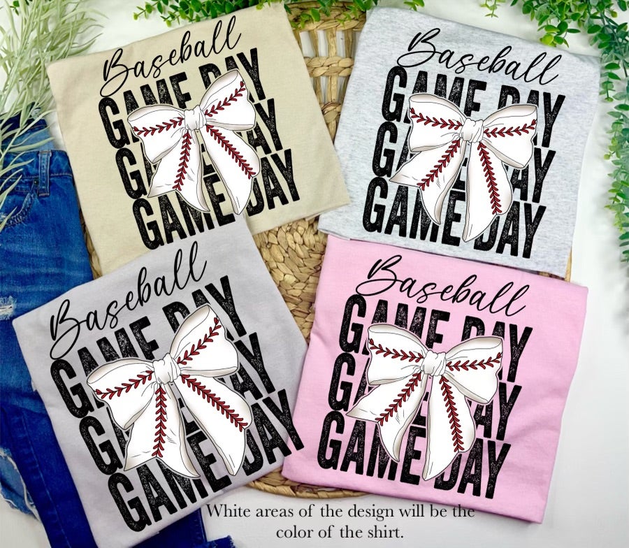 Baseball Game Day Bow (Tee) — another view
