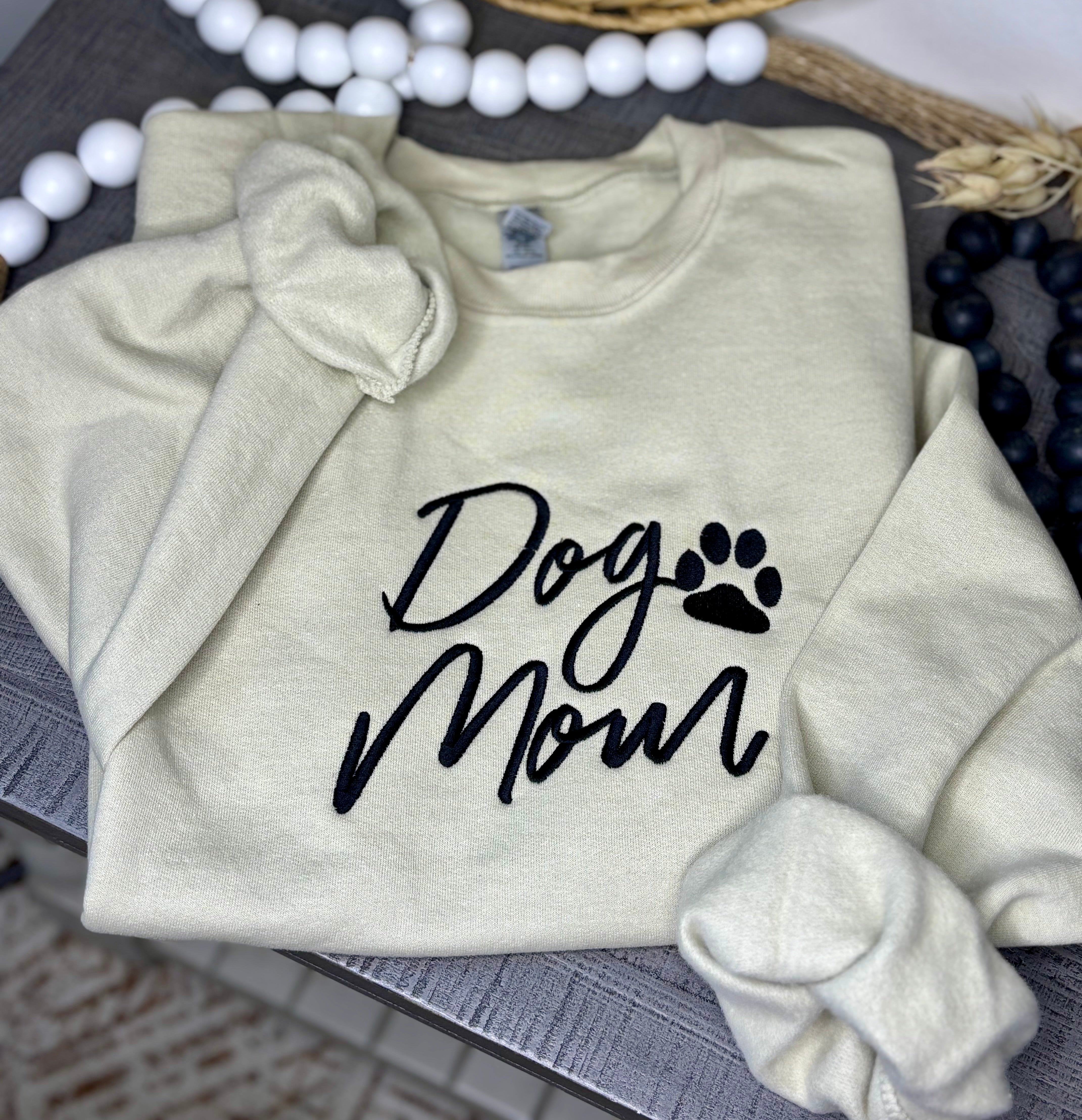 Dog Mom Embroidery Sweatshirt