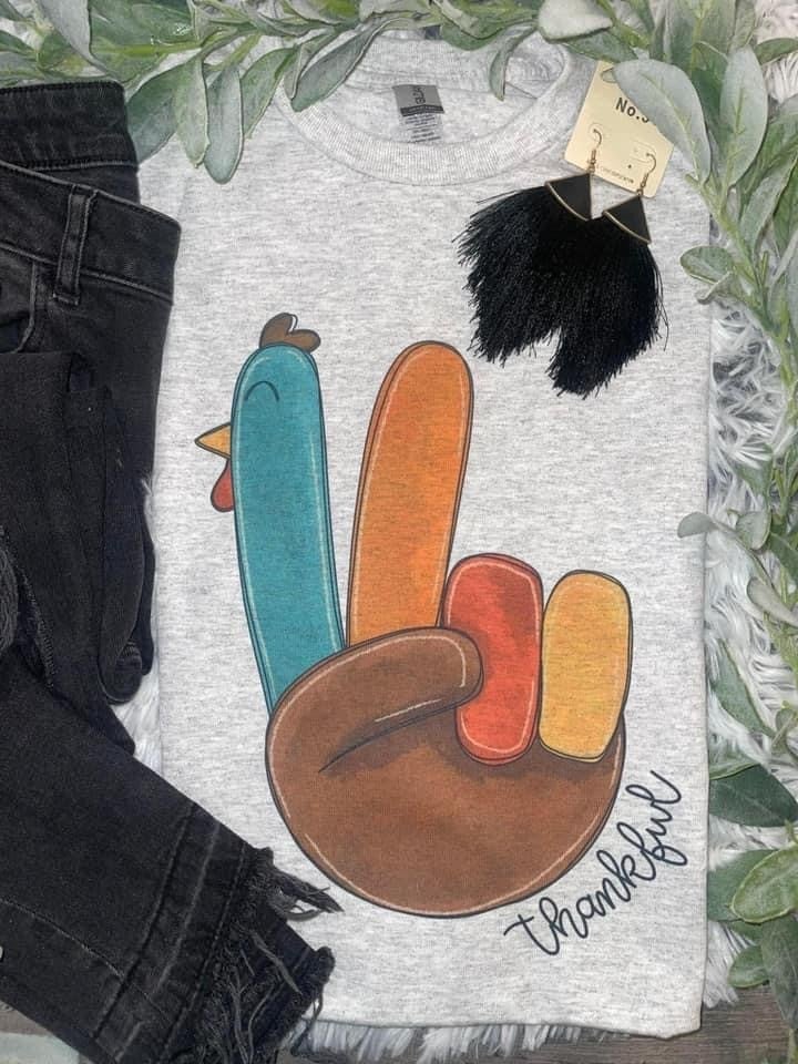Thankful Turkey Peace Sign (Tee)
