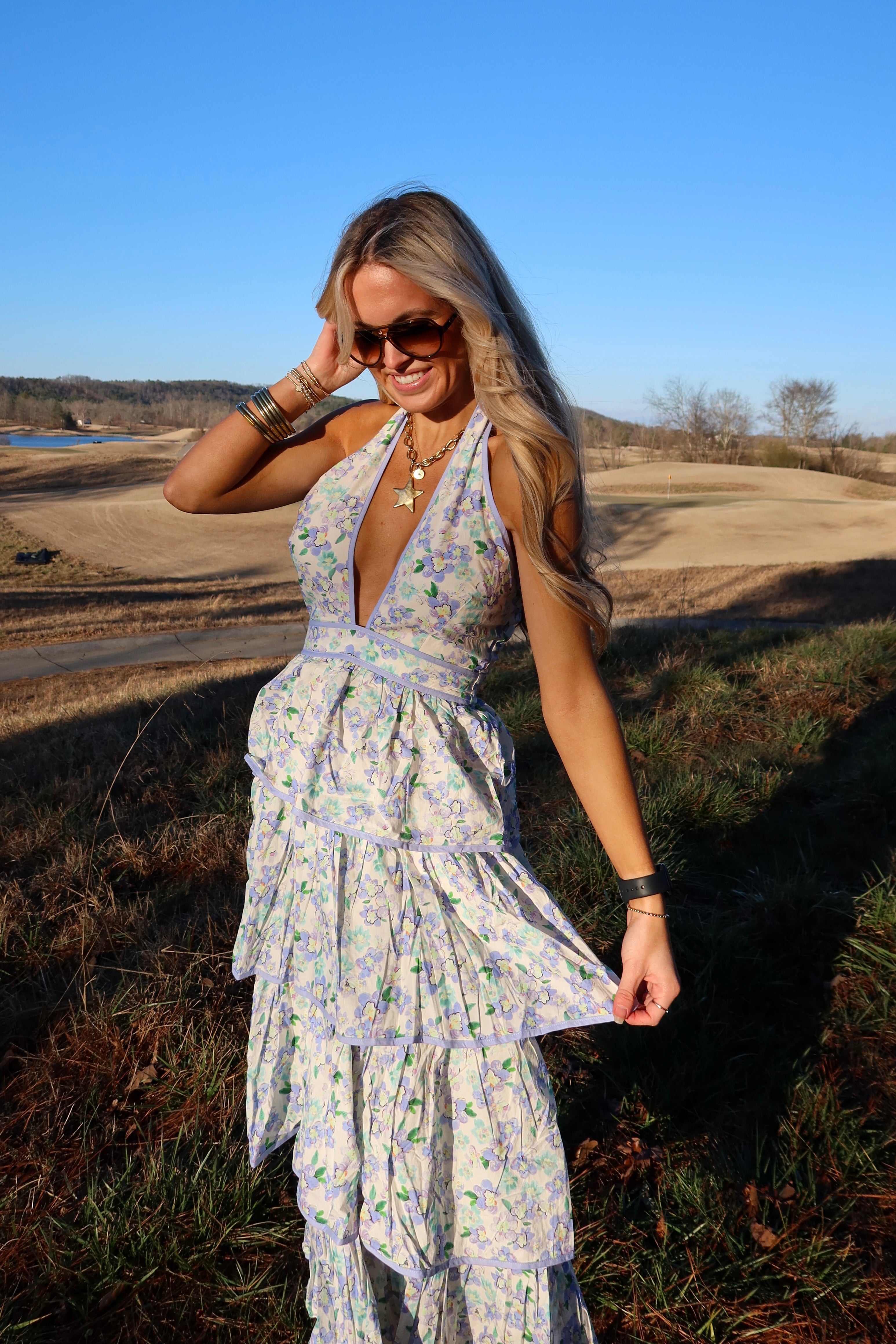 sachin and babi light blue dress Kiyonna Wildflower Embroidered Dress