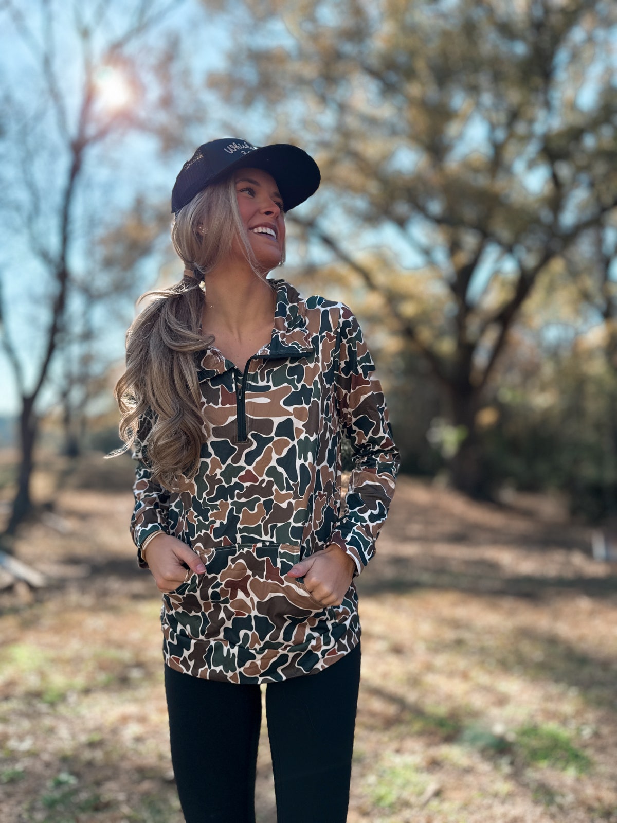 Duck Camo Athletic Quarter Zip Up | Hey Sister Boutique | Trendy