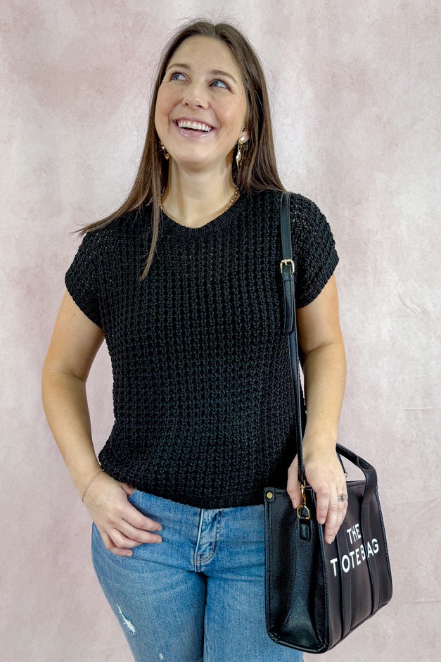 Cap Sleeve Open Stitch Sweater