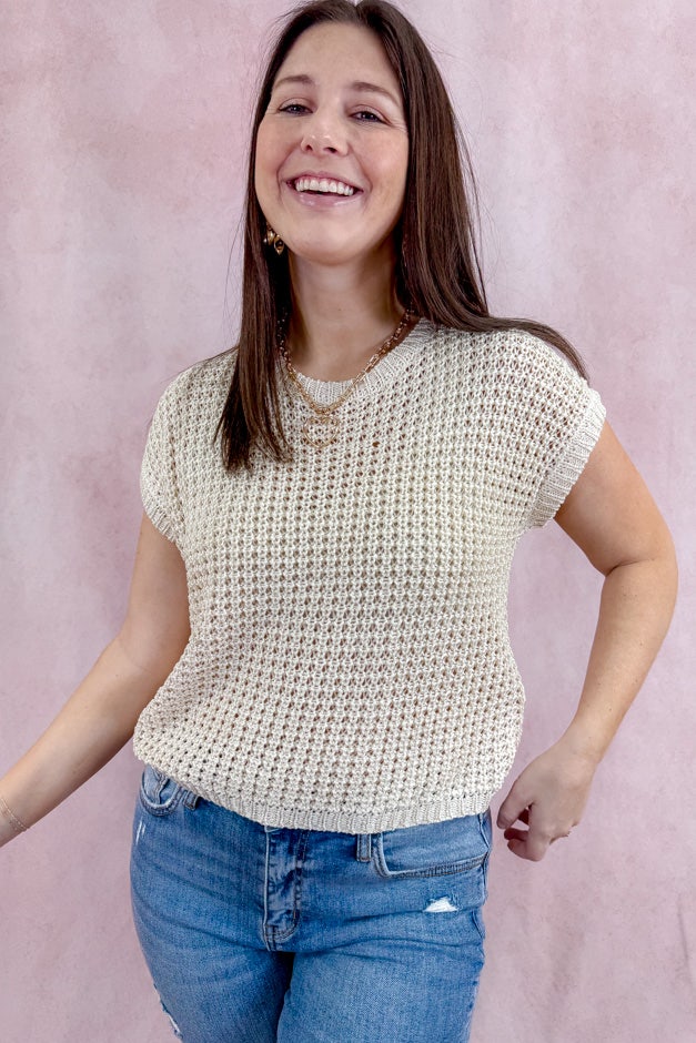 Cap Sleeve Open Stitch Sweater