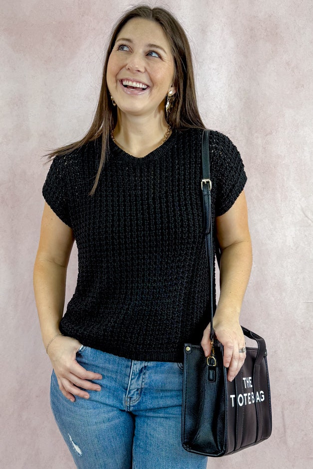 Cap Sleeve Open Stitch Sweater