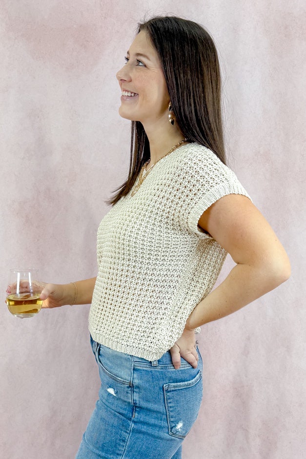 Cap Sleeve Open Stitch Sweater