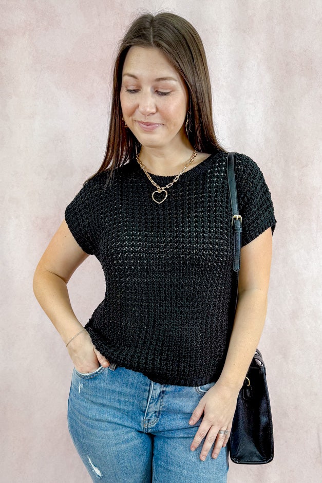 Cap Sleeve Open Stitch Sweater
