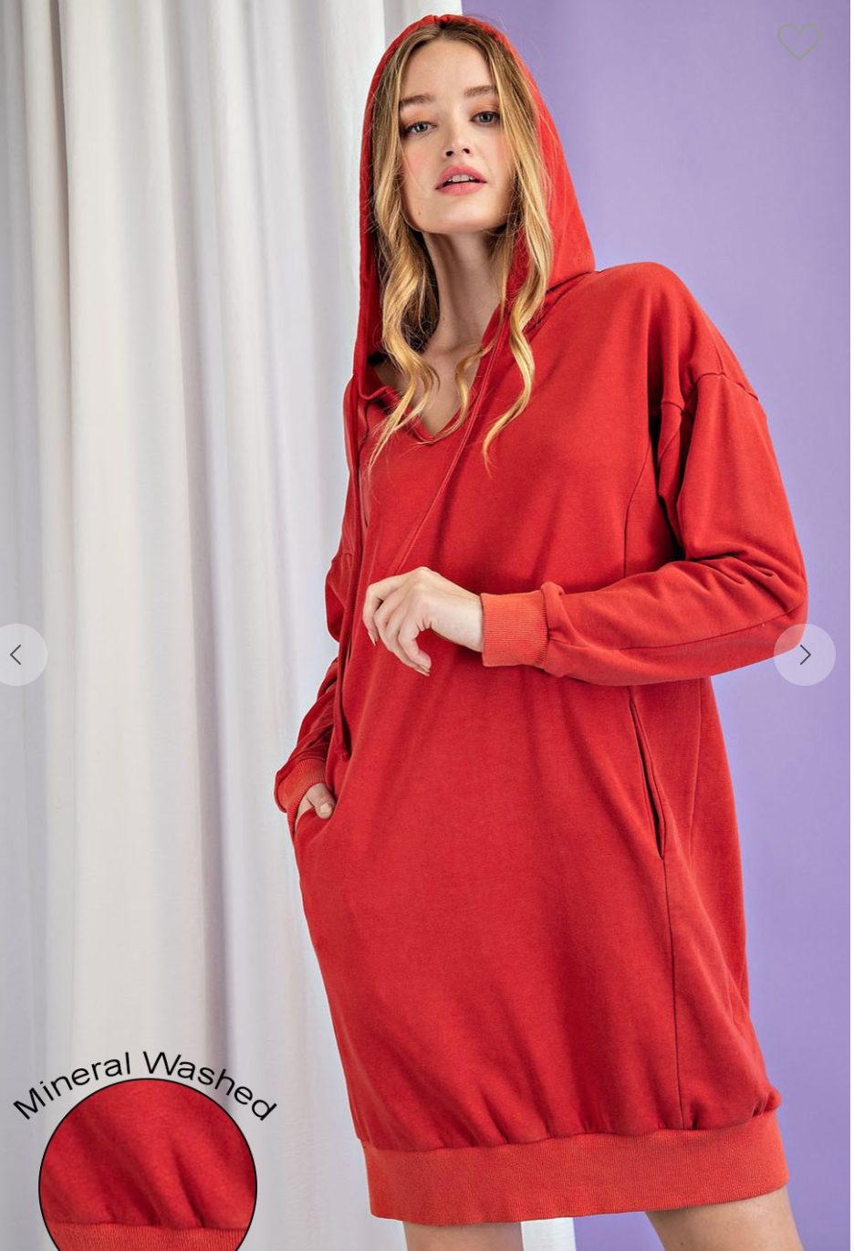 4052 MINERAL WASHED HOODIE TERRY DRESS 