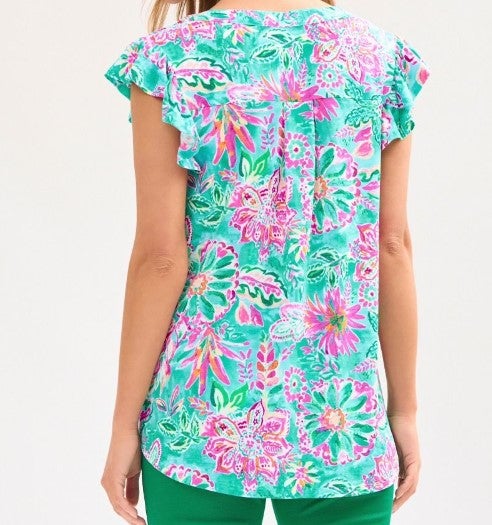 Lizzy Flutter Sleeve Top Mint | Welcome to JJ Rae Online