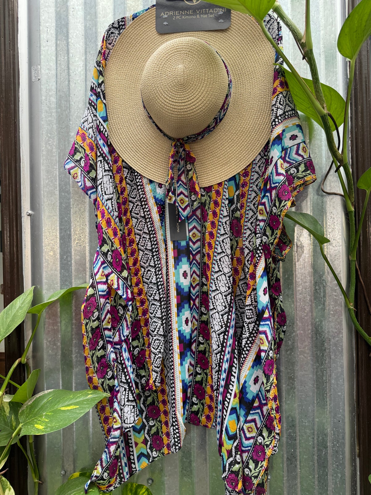 Adrienne Vittadini Two piece kimono & hat set | Joyce's